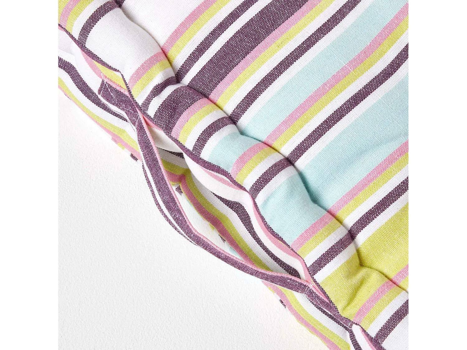Homescapes 100% Cotton Stripe Floor Cushion, 40 x 40 x 8 cm, Green, OEKO-TEX Certified, Handcrafted, 16 x 16 x 3"