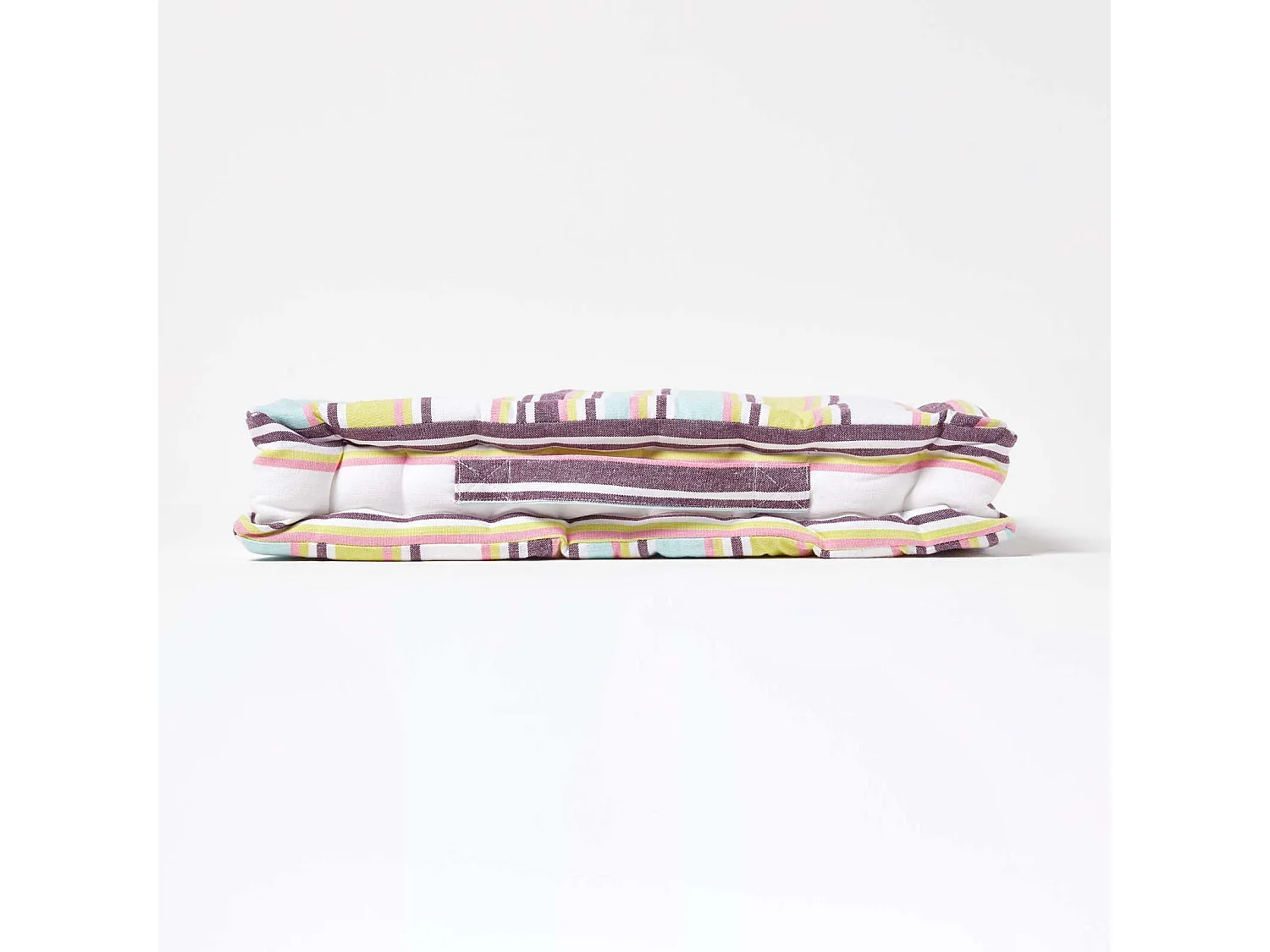 Homescapes 100% Cotton Stripe Floor Cushion, 40 x 40 x 8 cm, Green, OEKO-TEX Certified, Handcrafted, 16 x 16 x 3"