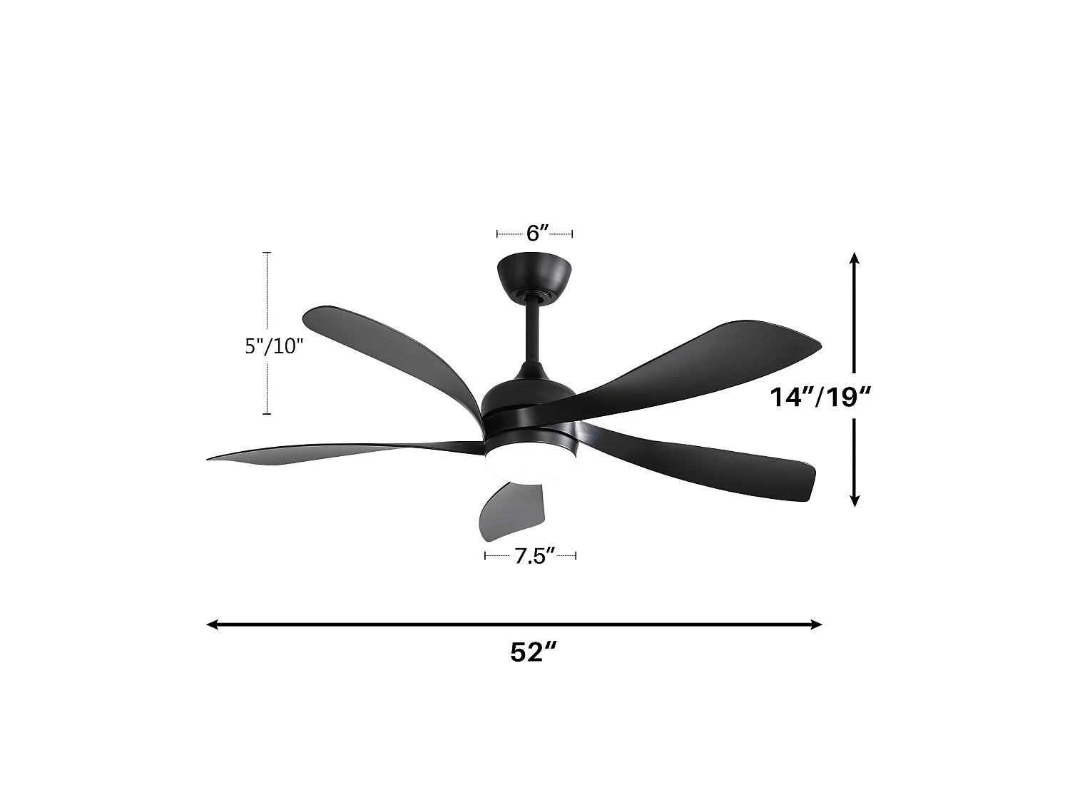 Ventilateur de Plafond avec Lumière LED 132cm, 52" - Moteur DC Ultra-Silencieux, 3 Couleurs d'Éclairage, Télécommande, Réversible, Minuterie - Noir