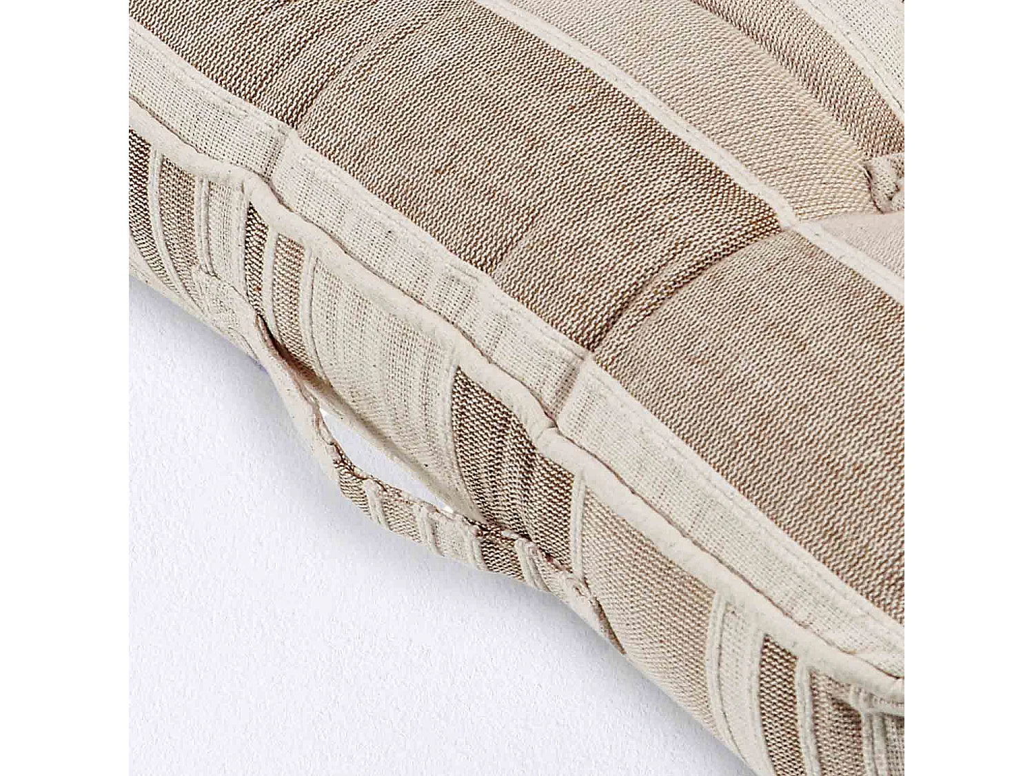 Homescapes 100% Cotton Morocco Floor Cushion, 40 x 40 x 8 cm, Beige, Stripe, OEKO-TEX Certified, Handcrafted, 16 x 16 x 3"