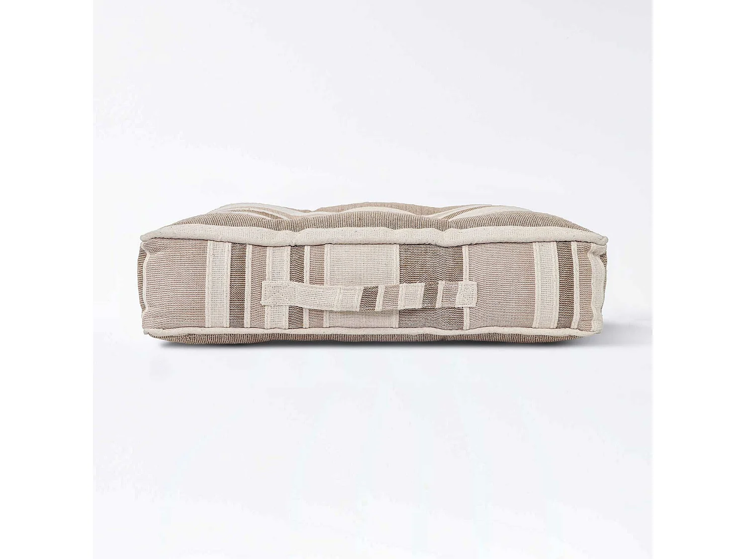 Homescapes 100% Cotton Morocco Floor Cushion, 40 x 40 x 8 cm, Beige, Stripe, OEKO-TEX Certified, Handcrafted, 16 x 16 x 3"