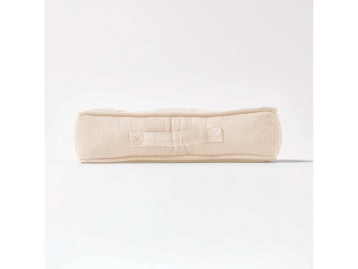 Homescapes 100% Cotton Rajput Floor Cushion, 40 x 40 x 8 cm, Natural, OEKO-TEX Certified, Handcrafted, 16 x 16 x 3"