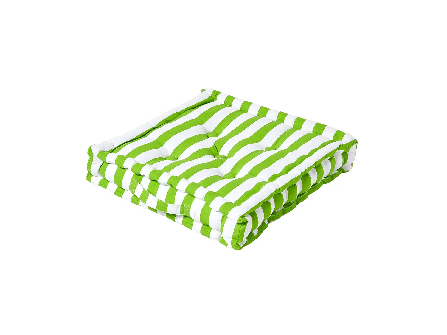 Homescapes 100% Cotton Stripe Floor Cushion, 50 x 50 x 10 cm, Green, OEKO-TEX Certified, Handcrafted, 20 x 20 x 4"