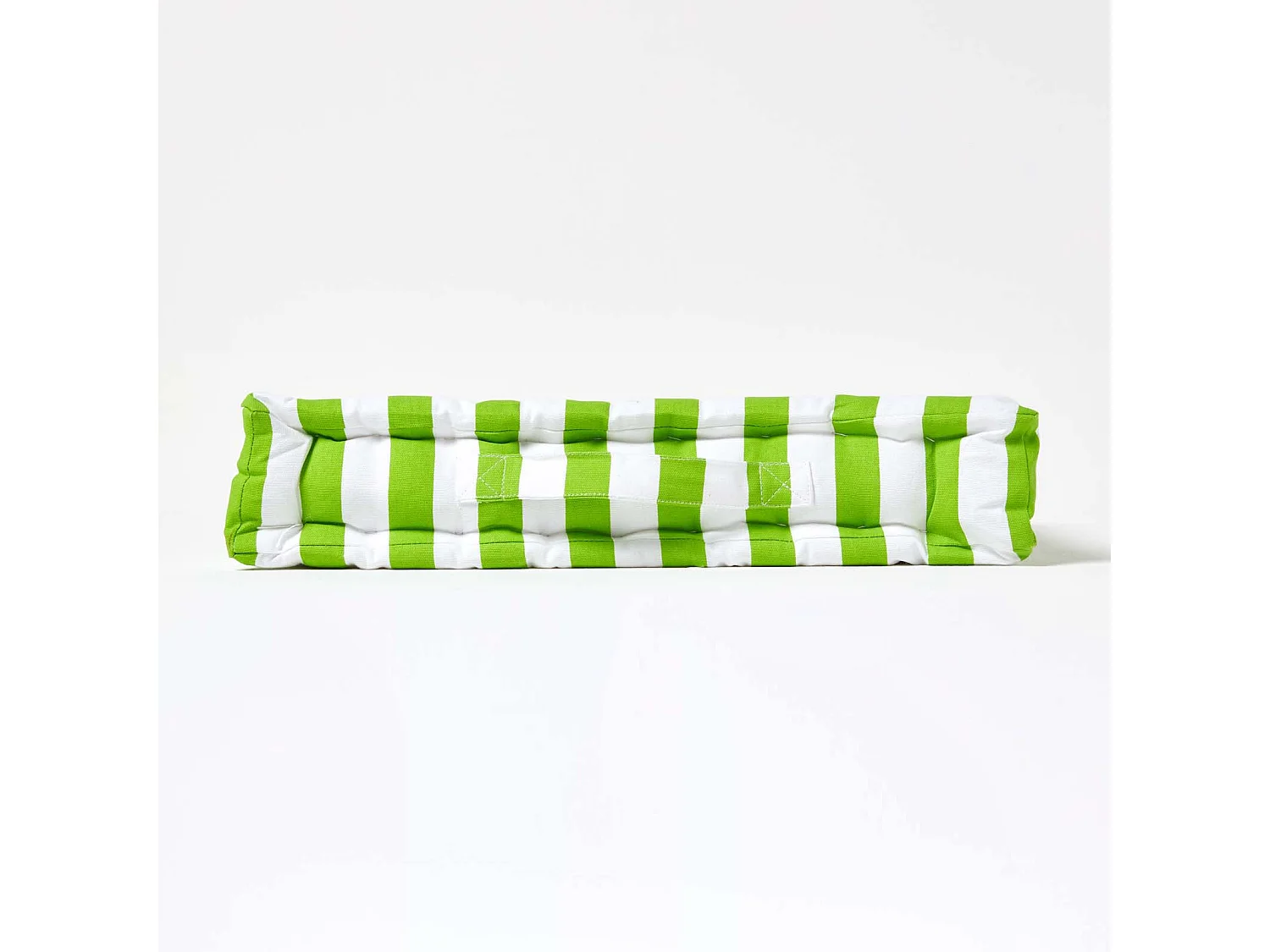 Homescapes 100% Cotton Stripe Floor Cushion, 50 x 50 x 10 cm, Green, OEKO-TEX Certified, Handcrafted, 20 x 20 x 4"