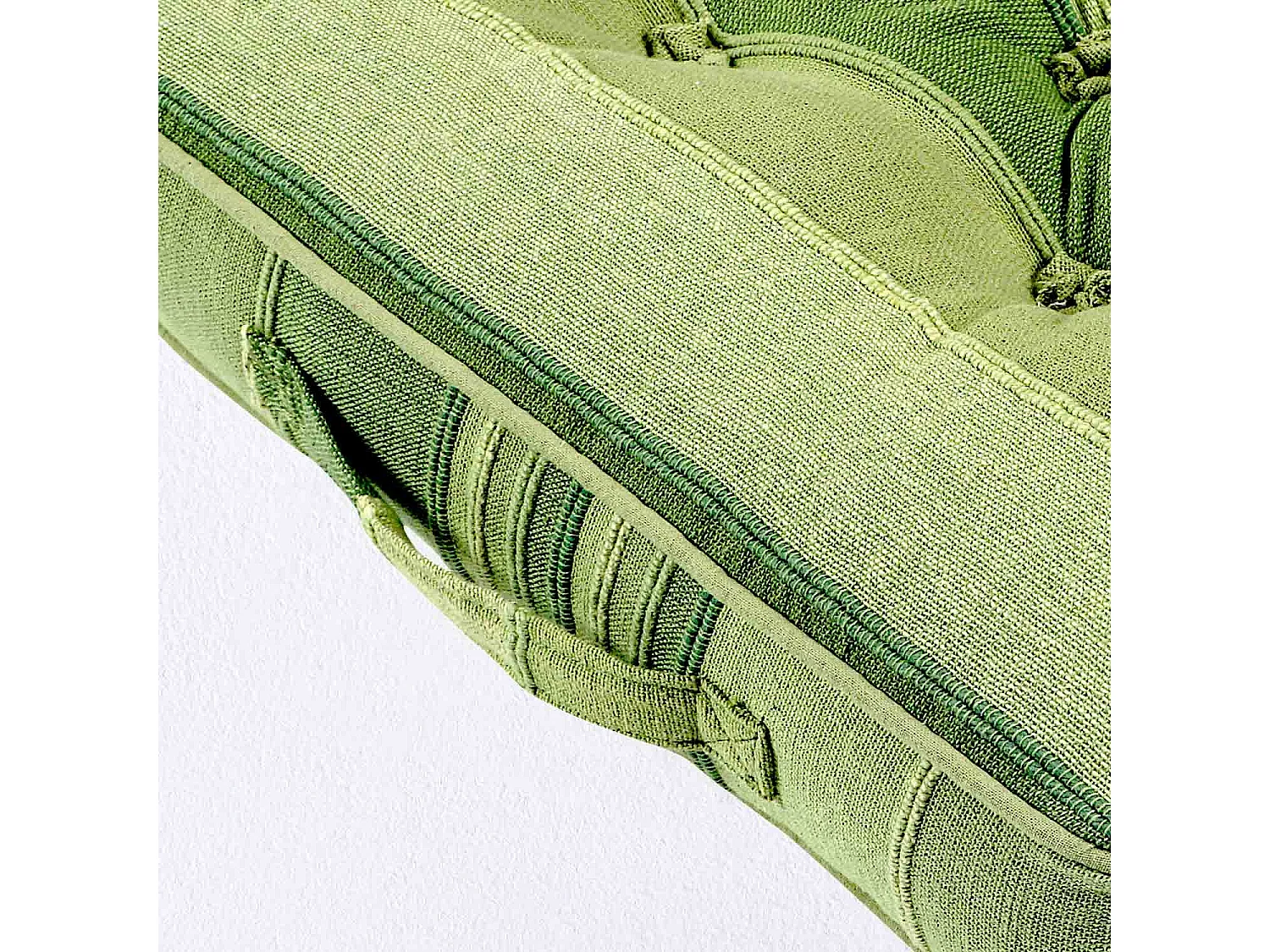Homescapes 100% Cotton Morocco Floor Cushion, 40 x 40 x 8 cm, Green, Stripe, OEKO-TEX Certified, Handcrafted, 16 x 16 x 3"