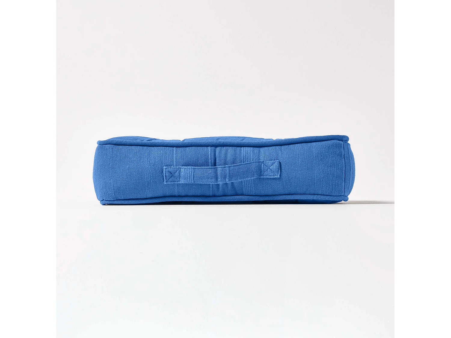 Homescapes 100% Cotton Rajput Floor Cushion, 40 x 40 x 8 cm, Blue, OEKO-TEX Certified, Handcrafted, 16 x 16 x 3"