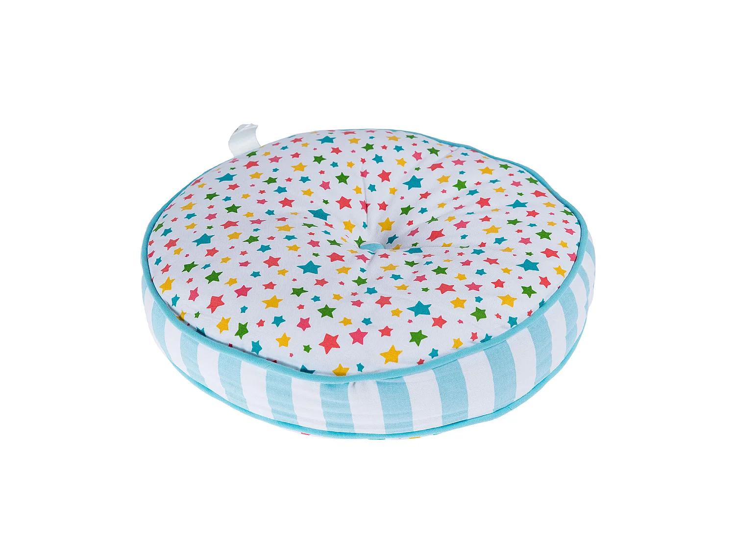 Homescapes 100% Cotton Stripe Round Floor Cushion, 43 x 7 cm, Multi, OEKO-TEX Certified, Handcrafted, 17 x 3"