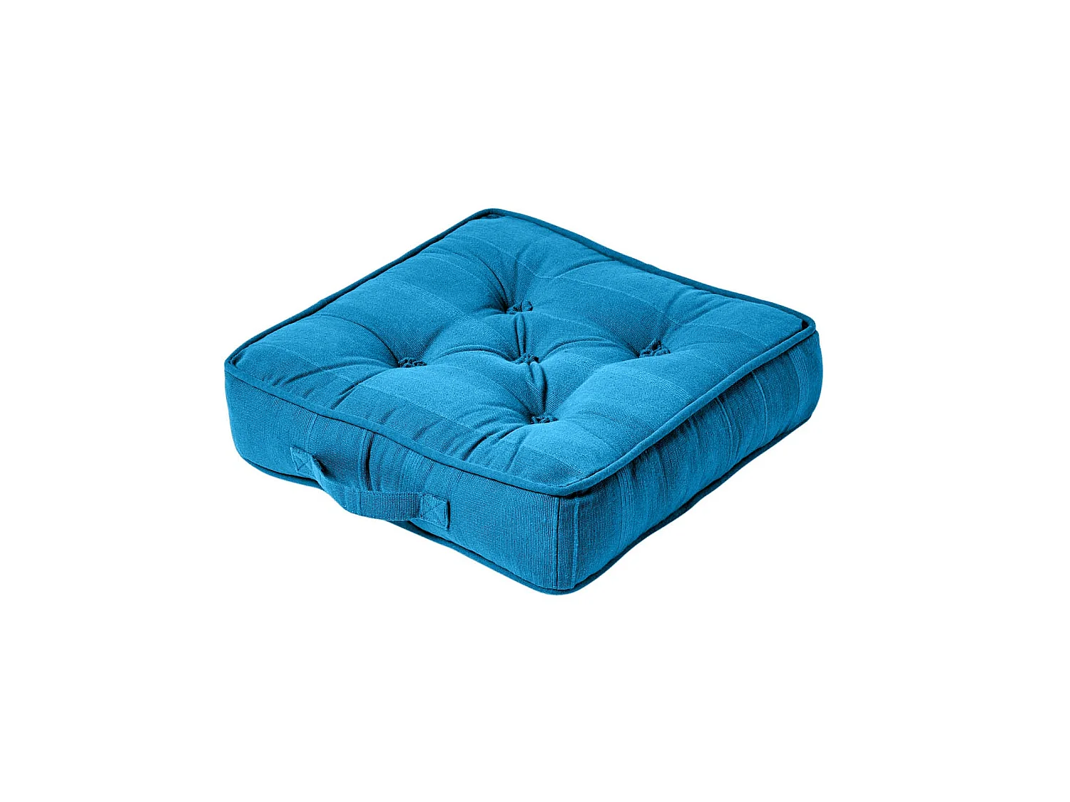 Homescapes 100% Cotton Rajput Floor Cushion, 40 x 40 x 8 cm, Teal Blue, OEKO-TEX Certified, Handcrafted, 16 x 16 x 3"