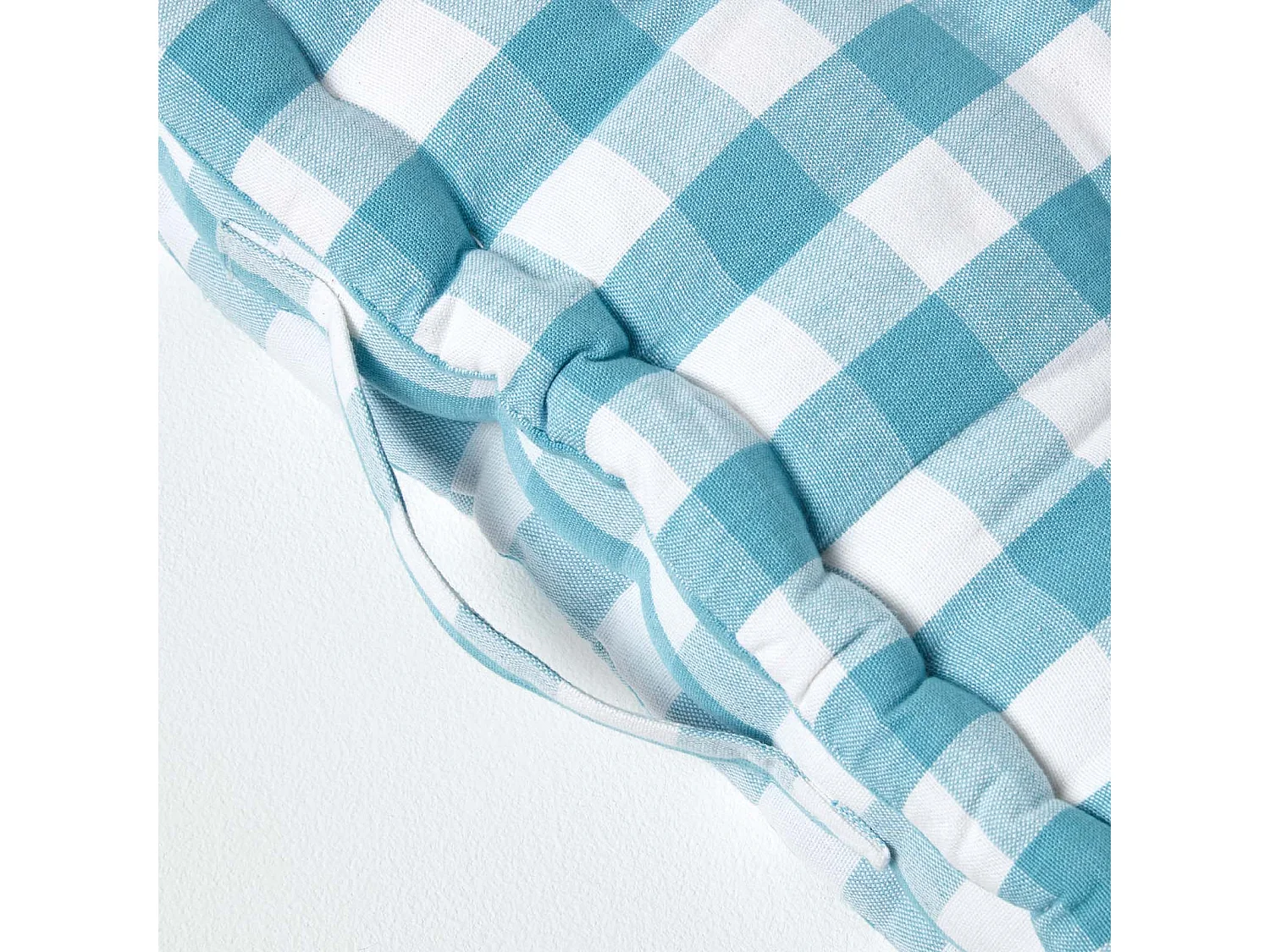 Homescapes 100% Cotton Gingham Floor Cushion, 50 x 50 x 10 cm, Blue, Block Check, OEKO-TEX Certified, Handcrafted, 20 x 20 x 4"