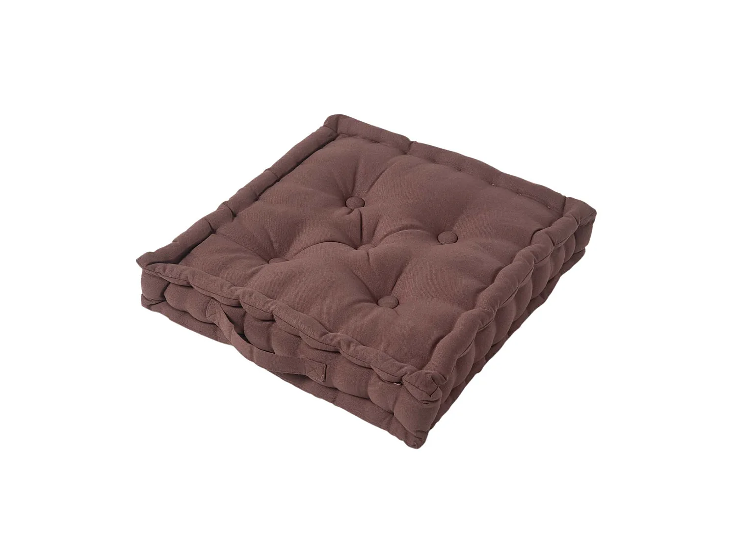 Homescapes 100% Cotton Plain Floor Cushion, 40 x 40 x 8 cm, Chocolate Brown, OEKO-TEX Certified, Handcrafted, 16 x 16 x 3"