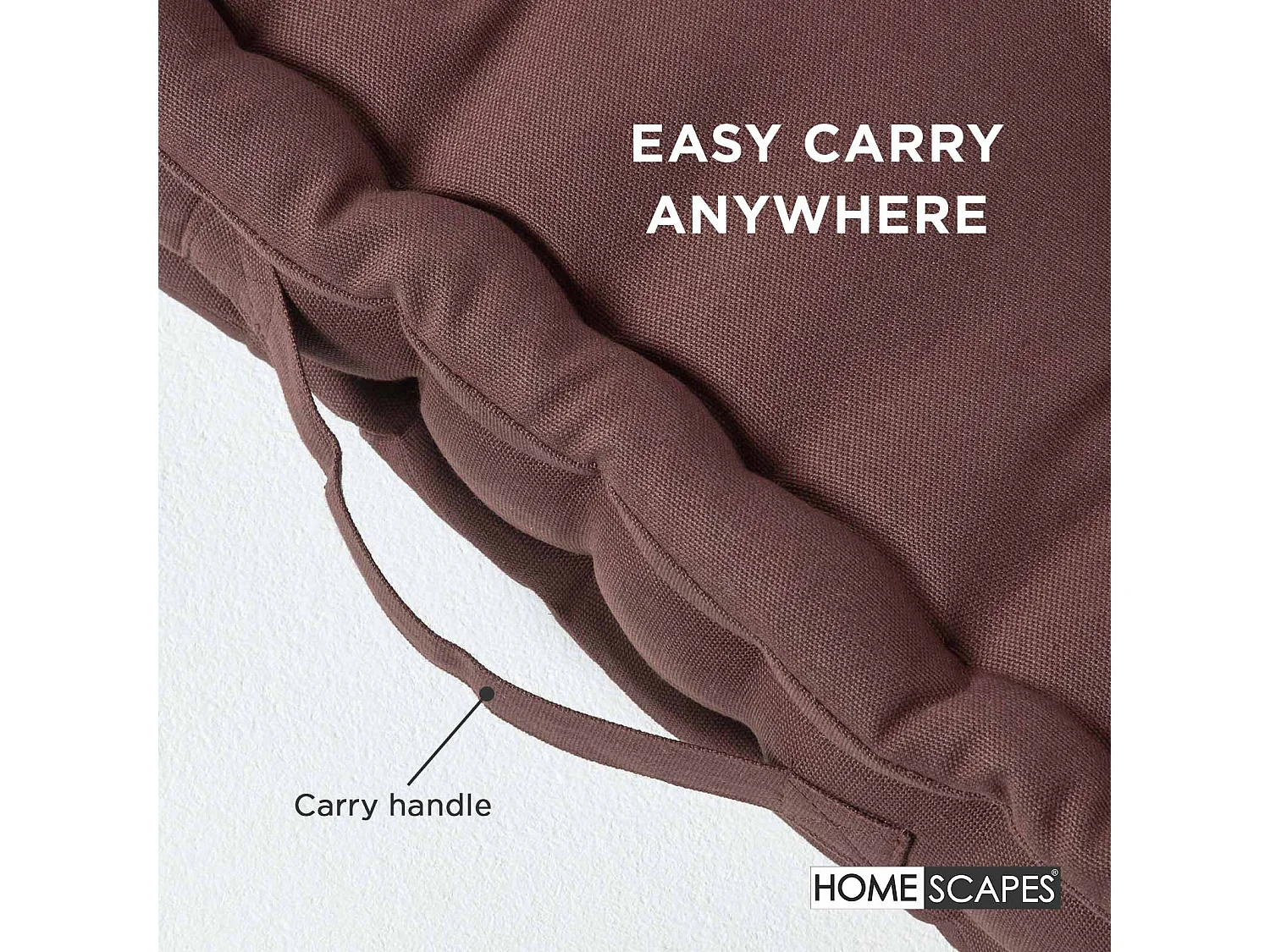 Homescapes 100% Cotton Plain Floor Cushion, 40 x 40 x 8 cm, Chocolate Brown, OEKO-TEX Certified, Handcrafted, 16 x 16 x 3"