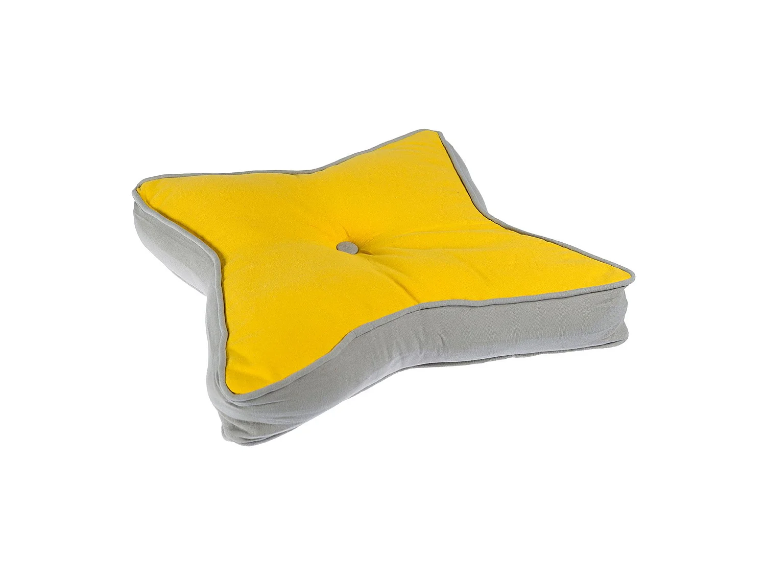 Homescapes 100% Cotton Stars Star Floor Cushion, 48 x 7 cm, Grey, Yellow, OEKO-TEX Certified, Handcrafted, 19 x 3"