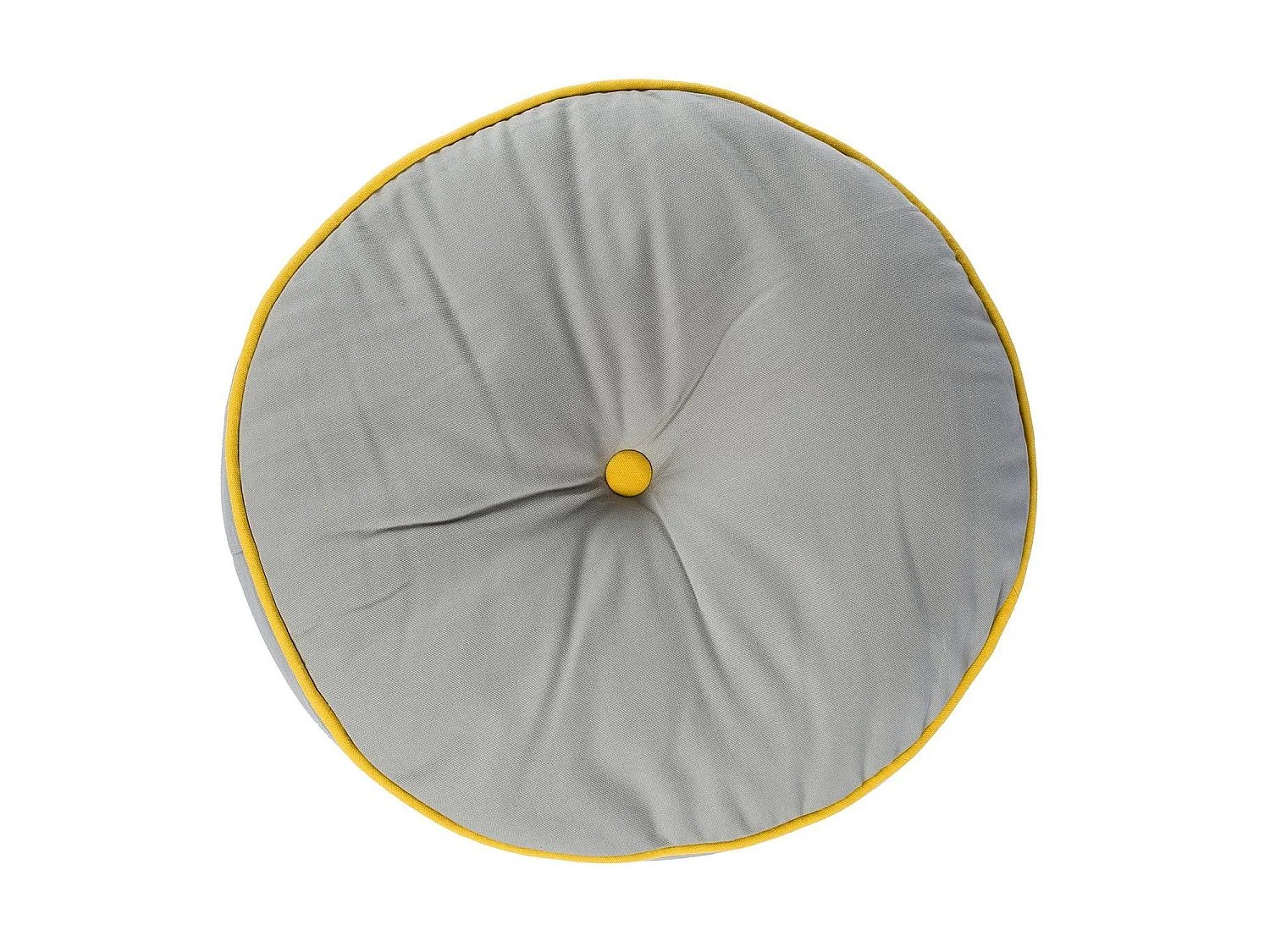 Homescapes 100% Cotton Round Floor Cushion, 43 x 7 cm, Grey, Yellow, OEKO-TEX Certified, Handcrafted, 17 x 3"