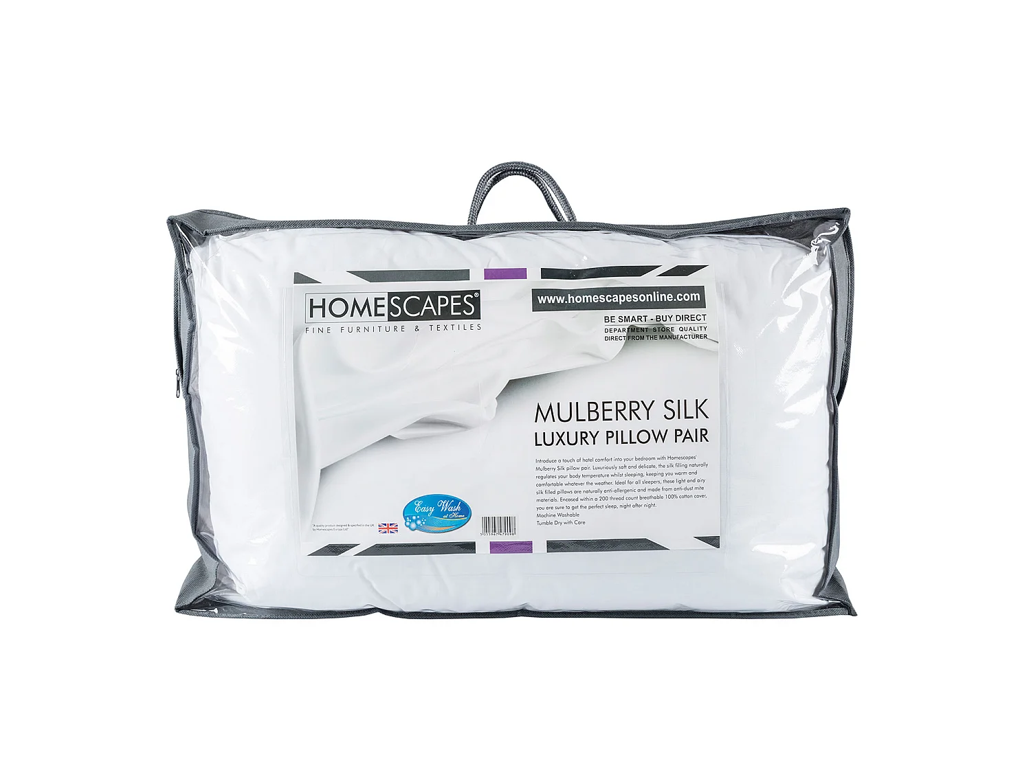 Homescapes Pure Mulberry Silk Blend Pillow Pair with 100% Cotton Casing