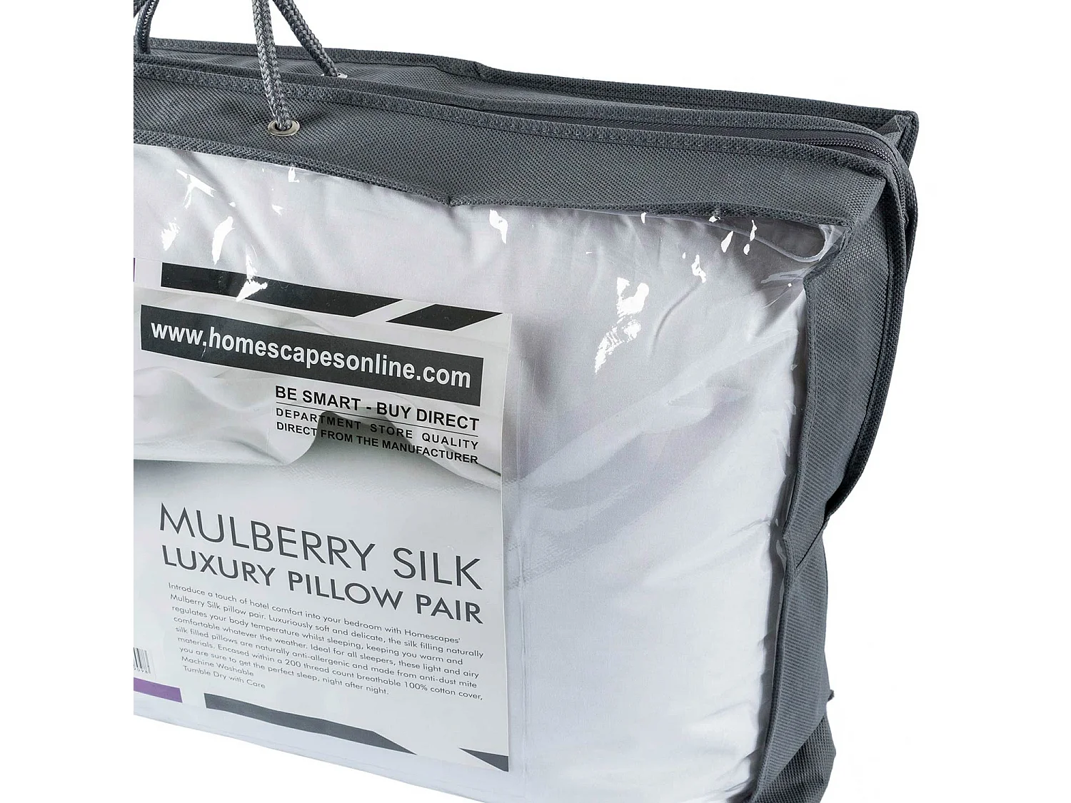 Homescapes Pure Mulberry Silk Blend Pillow Pair with 100% Cotton Casing