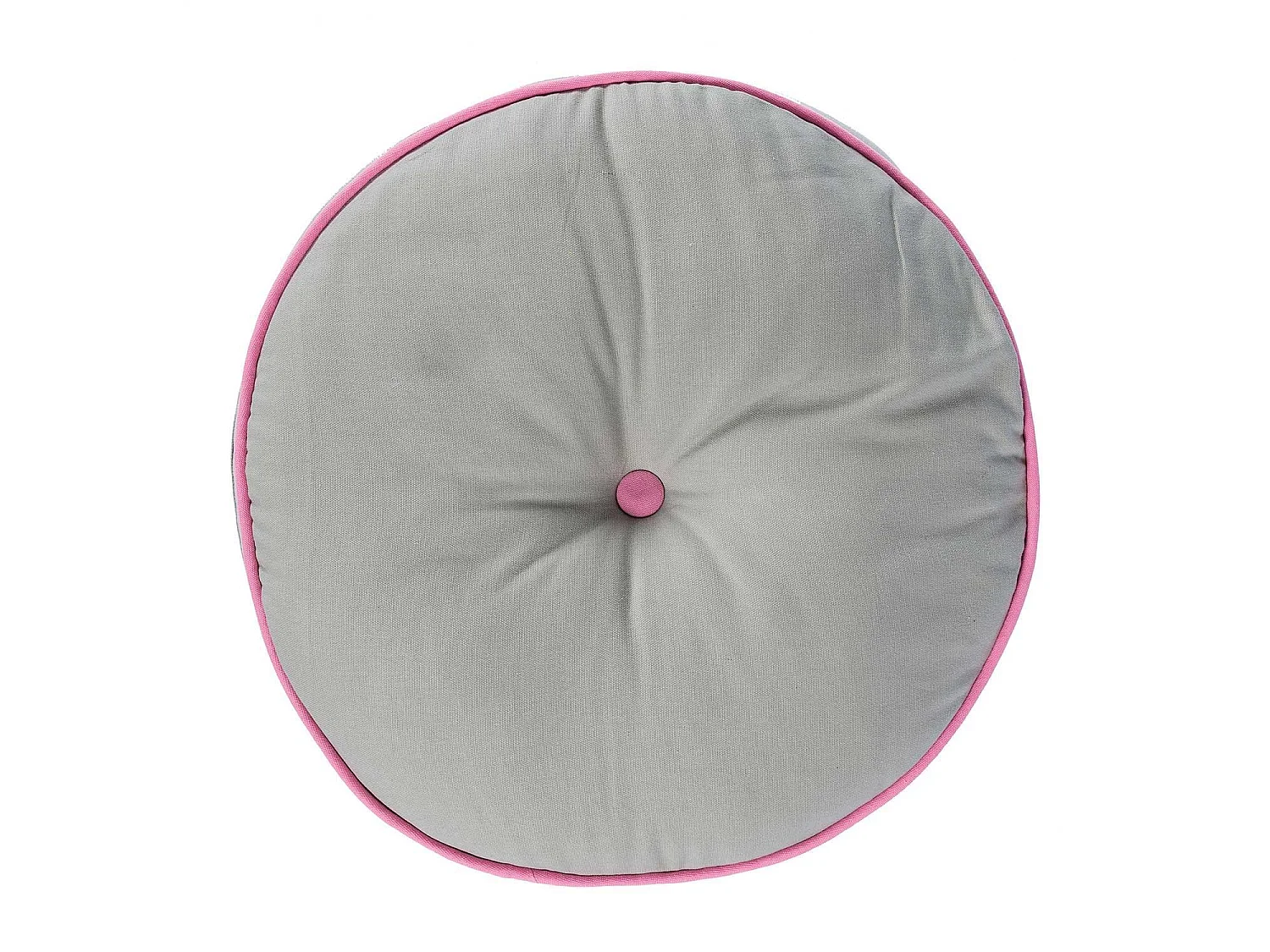 Homescapes 100% Cotton Round Floor Cushion, 43 x 7 cm, Grey, Pink, OEKO-TEX Certified, Handcrafted, 17 x 3"