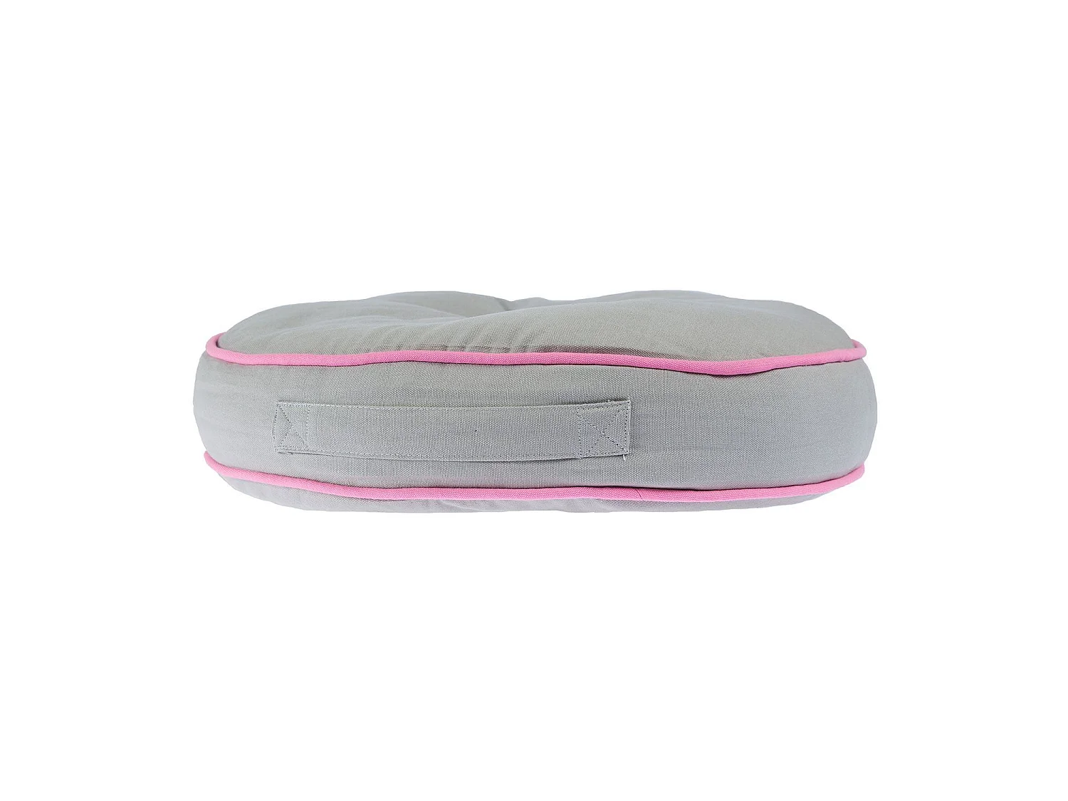 Homescapes 100% Cotton Round Floor Cushion, 43 x 7 cm, Grey, Pink, OEKO-TEX Certified, Handcrafted, 17 x 3"