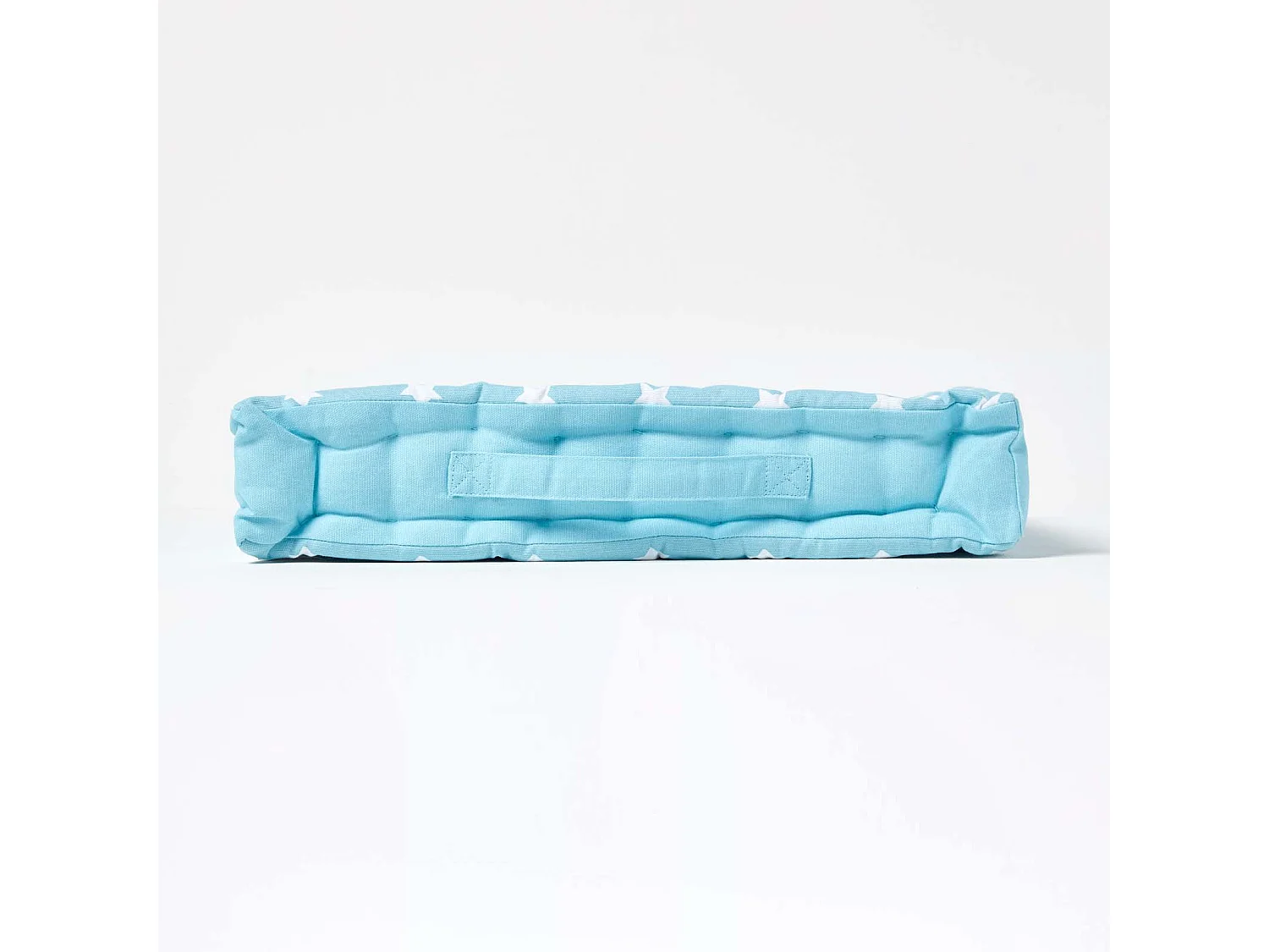 Homescapes 100% Cotton Stars Floor Cushion, 50 x 50 x 10 cm, Blue, OEKO-TEX Certified, Handcrafted, 20 x 20 x 4"