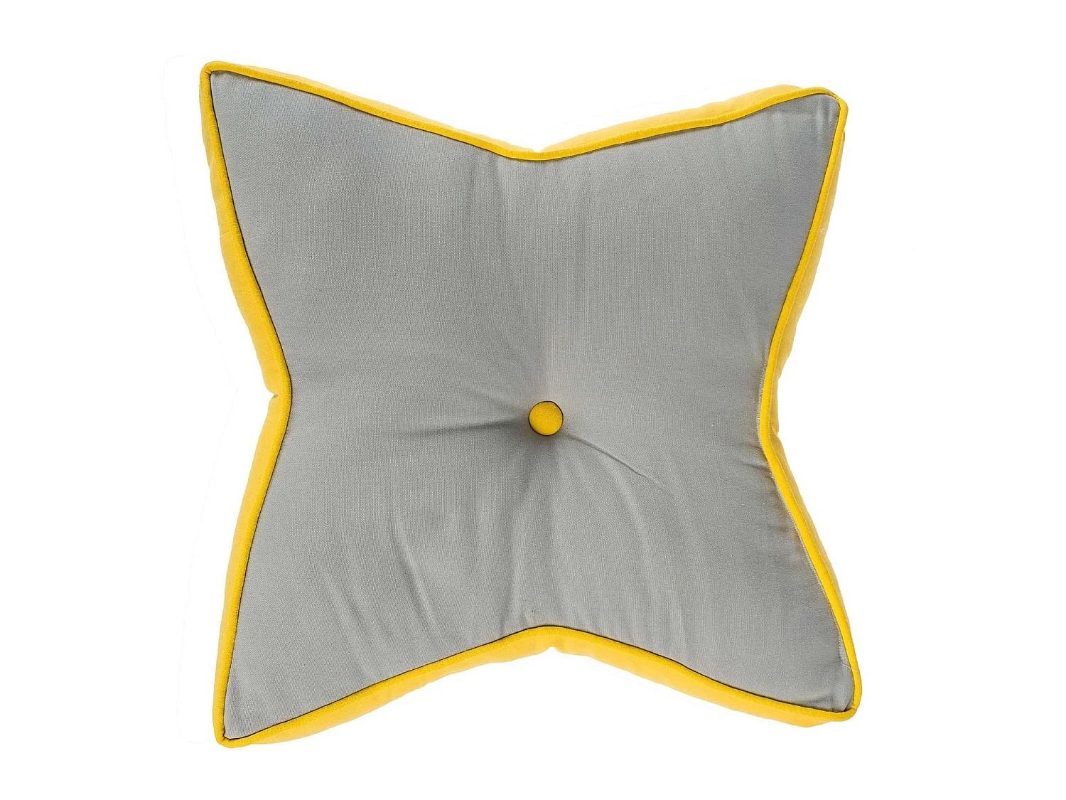 Homescapes 100% Cotton Stars Star Floor Cushion, 48 x 7 cm, Grey, Yellow, OEKO-TEX Certified, Handcrafted, 19 x 3"