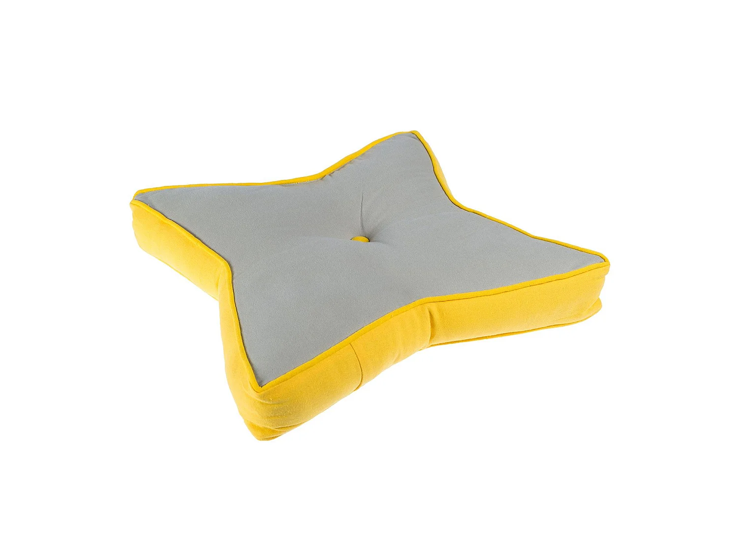 Homescapes 100% Cotton Stars Star Floor Cushion, 48 x 7 cm, Grey, Yellow, OEKO-TEX Certified, Handcrafted, 19 x 3"