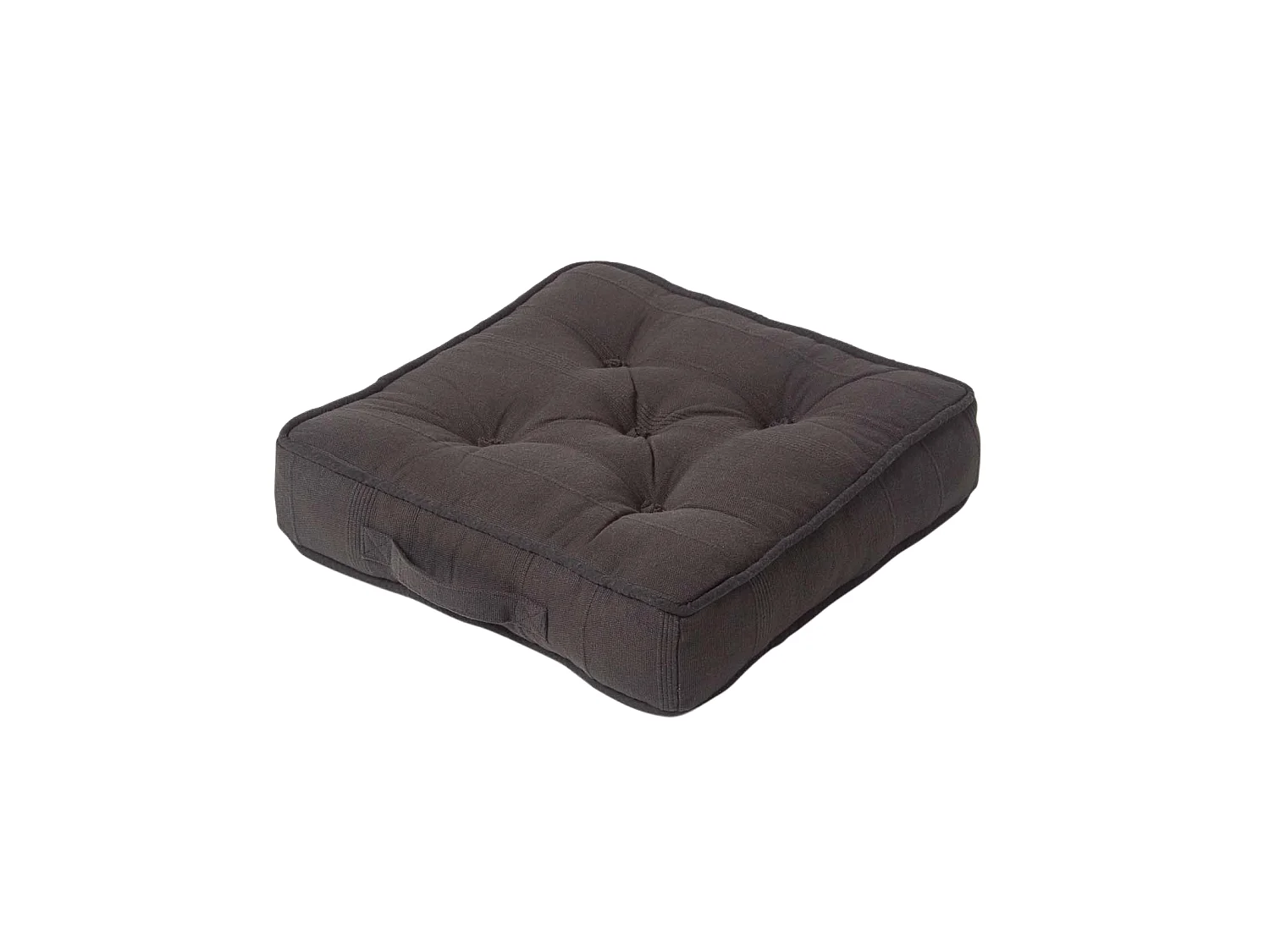 Homescapes 100% Cotton Rajput Floor Cushion, 40 x 40 x 8 cm, Black, OEKO-TEX Certified, Handcrafted, 16 x 16 x 3"