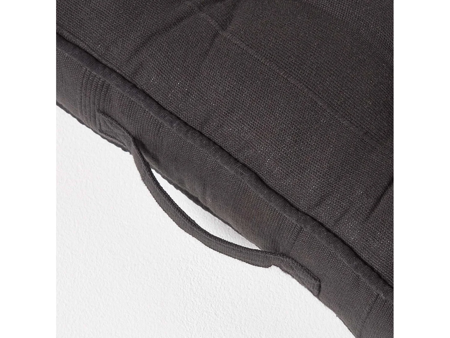 Homescapes 100% Cotton Rajput Floor Cushion, 40 x 40 x 8 cm, Black, OEKO-TEX Certified, Handcrafted, 16 x 16 x 3"