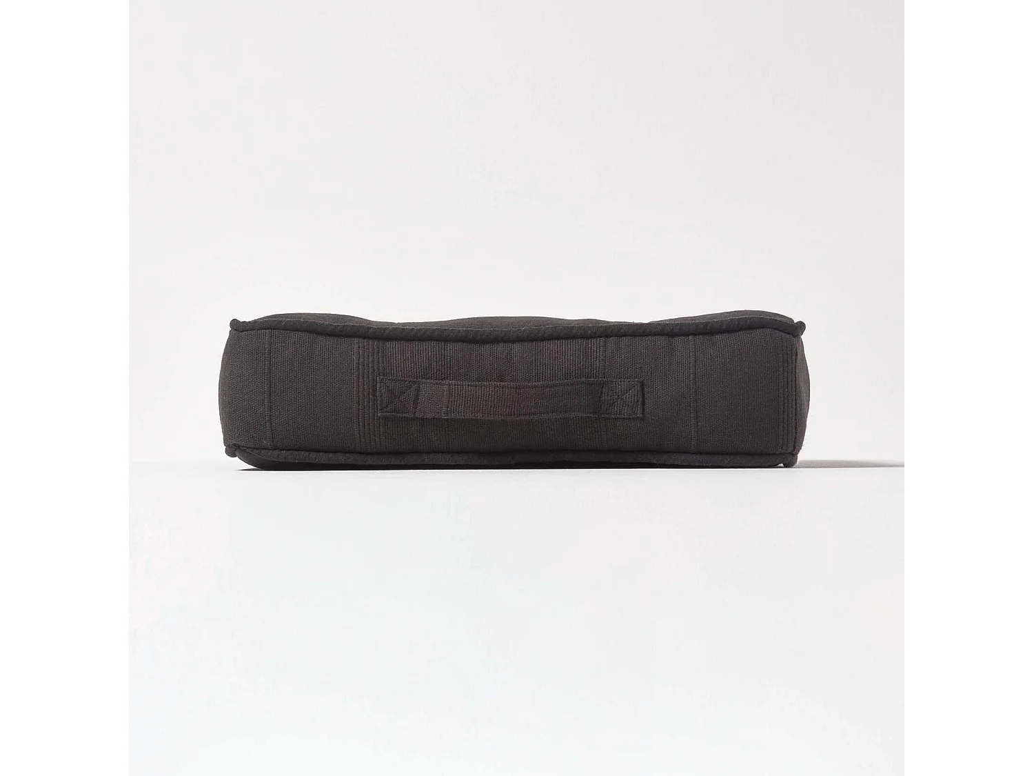 Homescapes 100% Cotton Rajput Floor Cushion, 40 x 40 x 8 cm, Black, OEKO-TEX Certified, Handcrafted, 16 x 16 x 3"