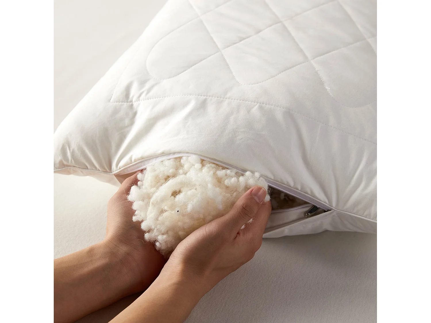 Homescapes Premium Wool King Size Pillow with Quilted Case, 19 x 35"