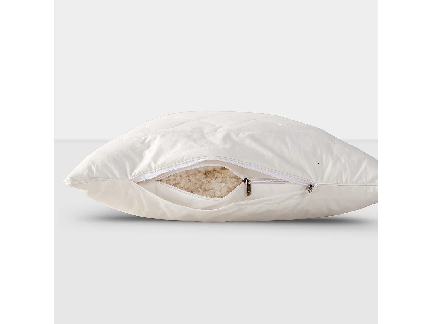 Homescapes Premium Wool King Size Pillow with Quilted Case, 19 x 35"