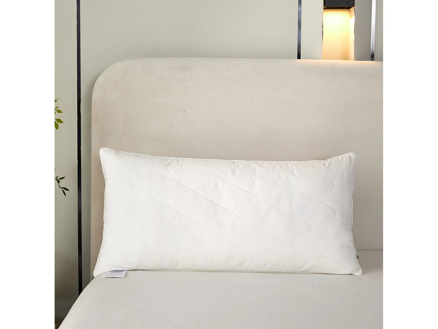 Homescapes Premium Wool King Size Pillow with Quilted Case, 19 x 35"