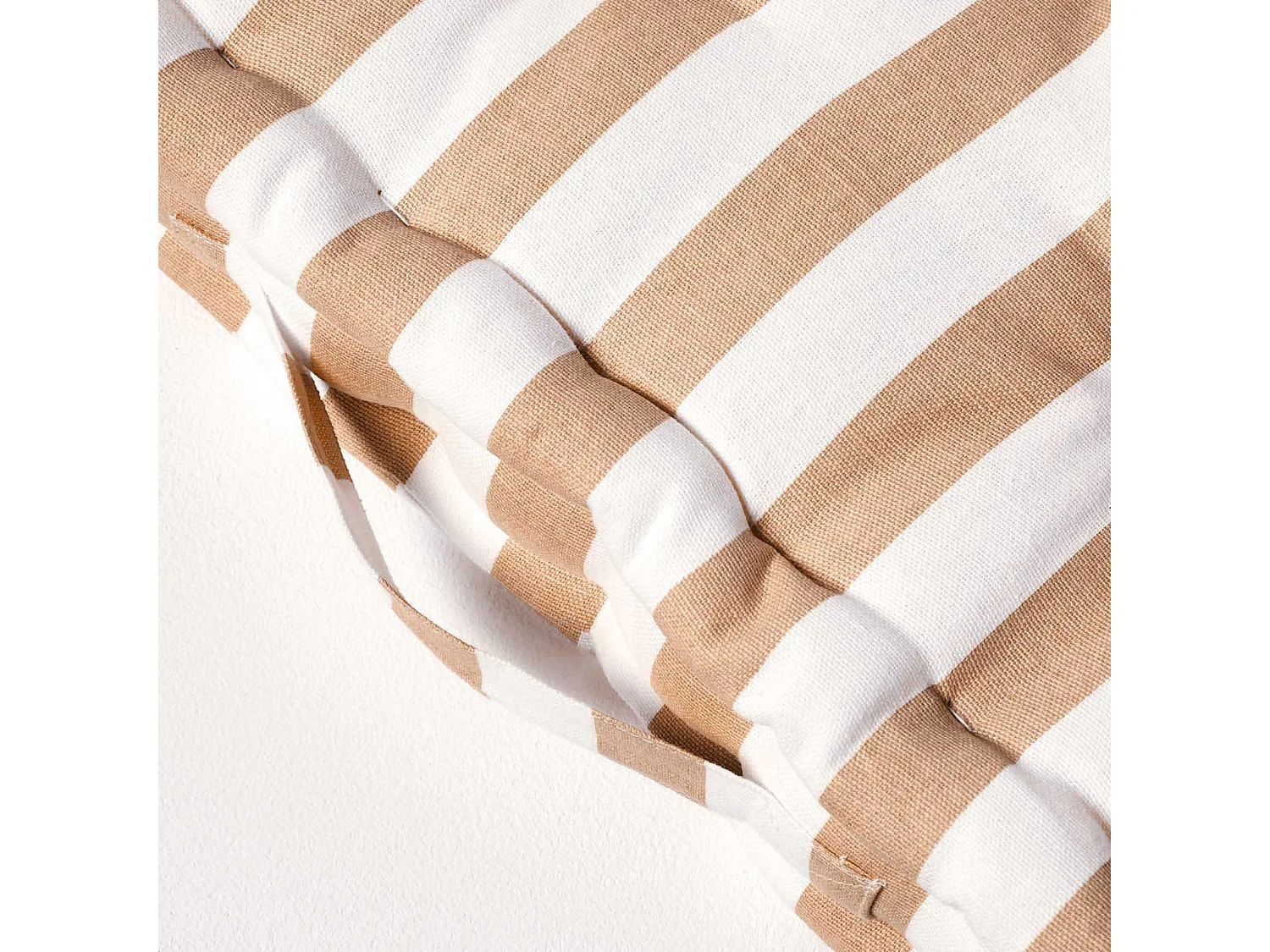 Homescapes 100% Cotton Stripe Floor Cushion, 40 x 40 x 8 cm, Beige, OEKO-TEX Certified, Handcrafted, 16 x 16 x 3"