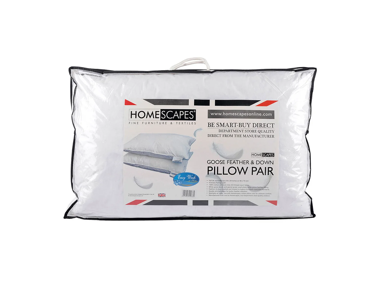 Homescapes Goose Feather and Down Pillow Pair