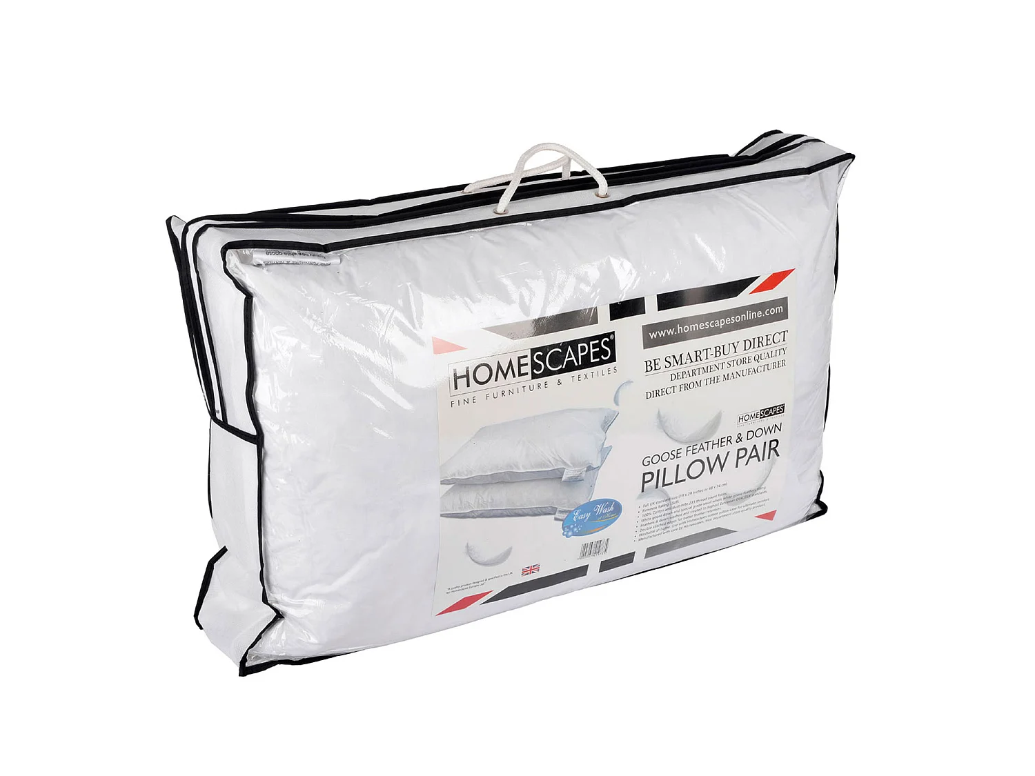 Homescapes Goose Feather and Down Pillow Pair