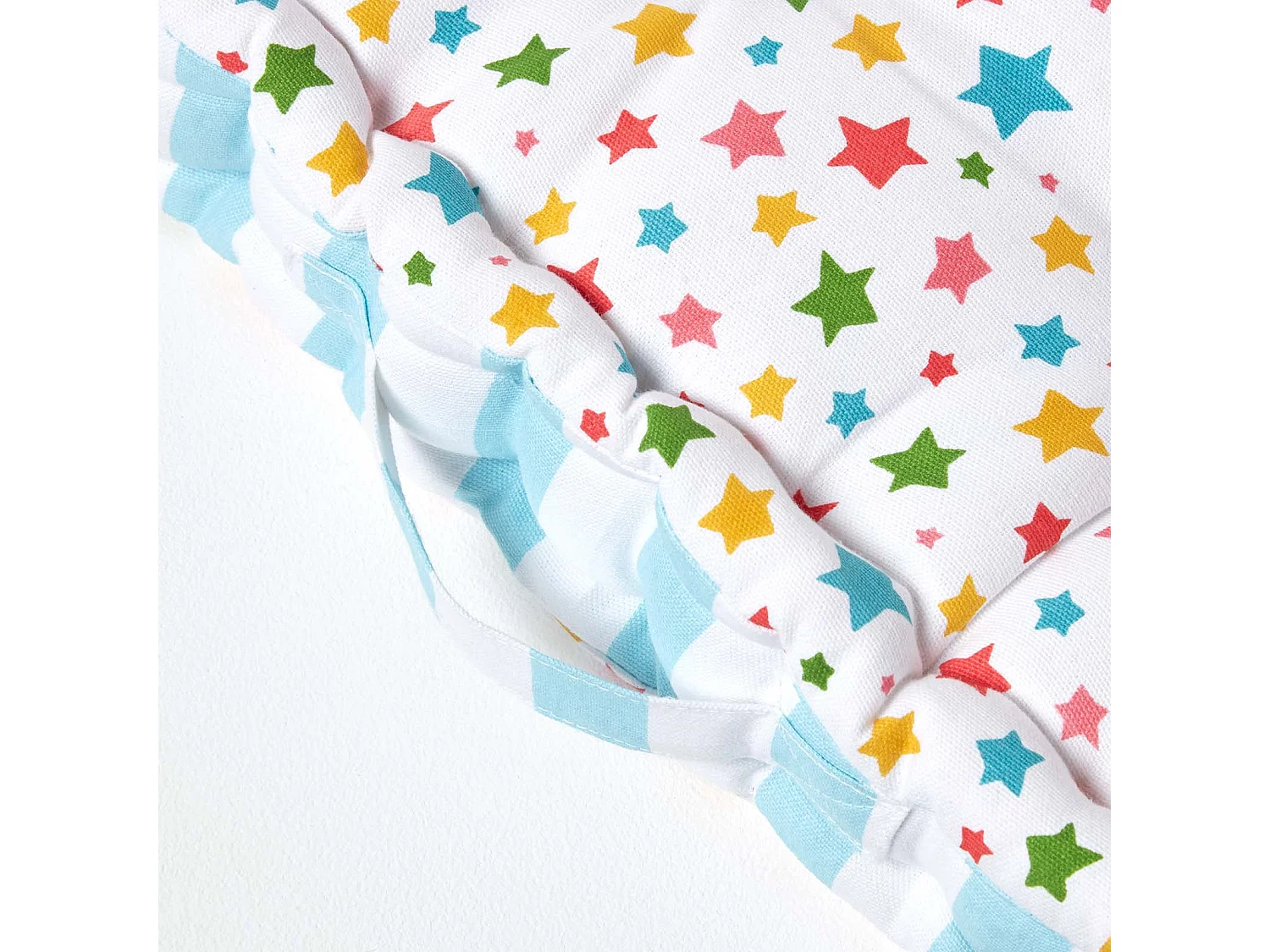 Homescapes 100% Cotton Stars Floor Cushion, 40 x 40 x 8 cm, Multi Colour, OEKO-TEX Certified, Handcrafted, 16 x 16 x 3"