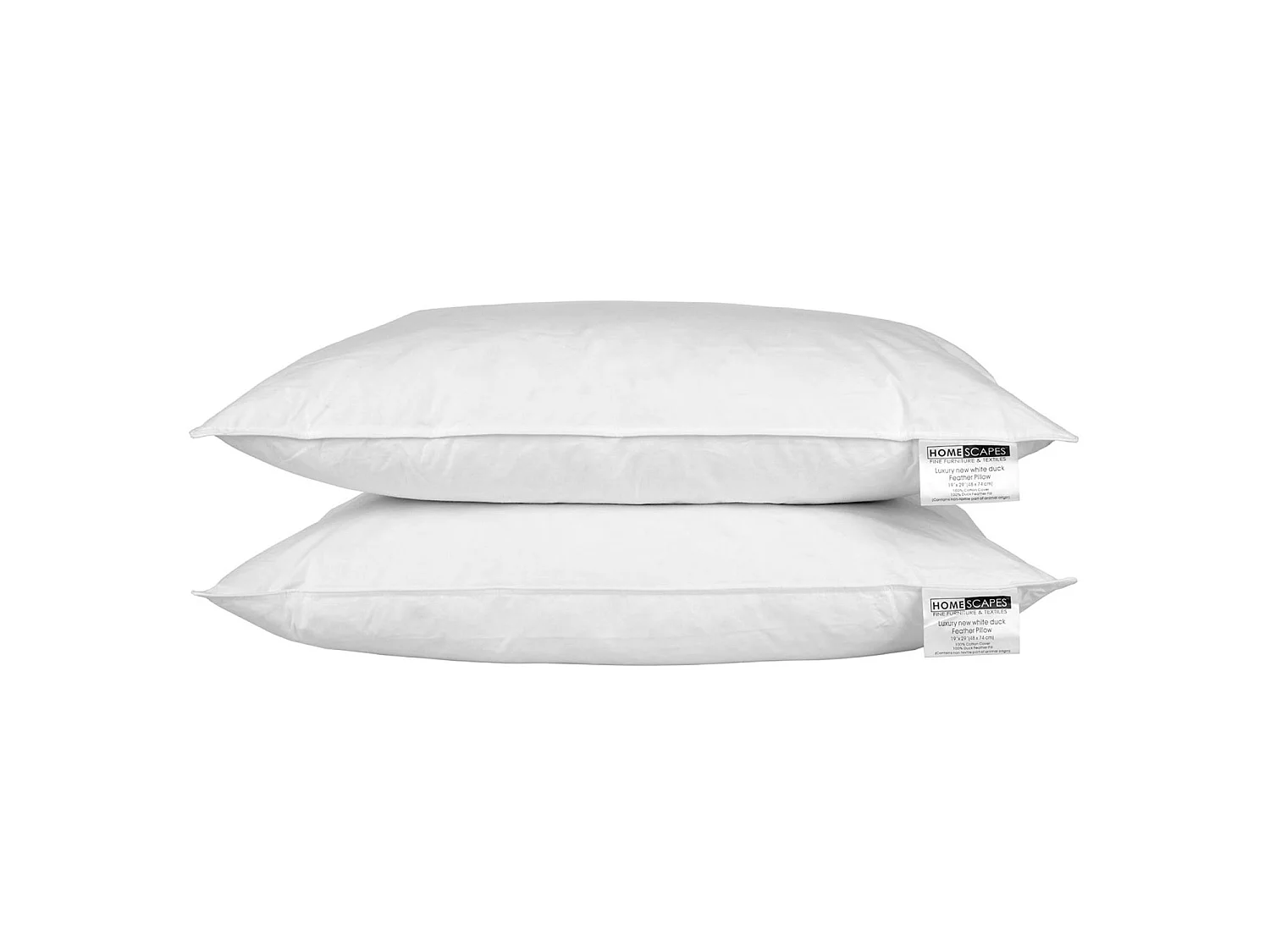 Homescapes White Duck Feather Pillow Pair