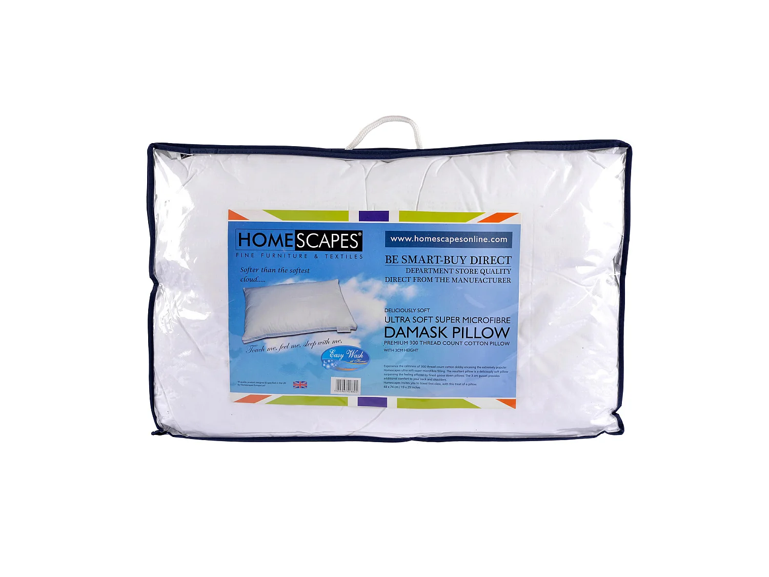 Homescapes Super Microfibre Damask Pillow