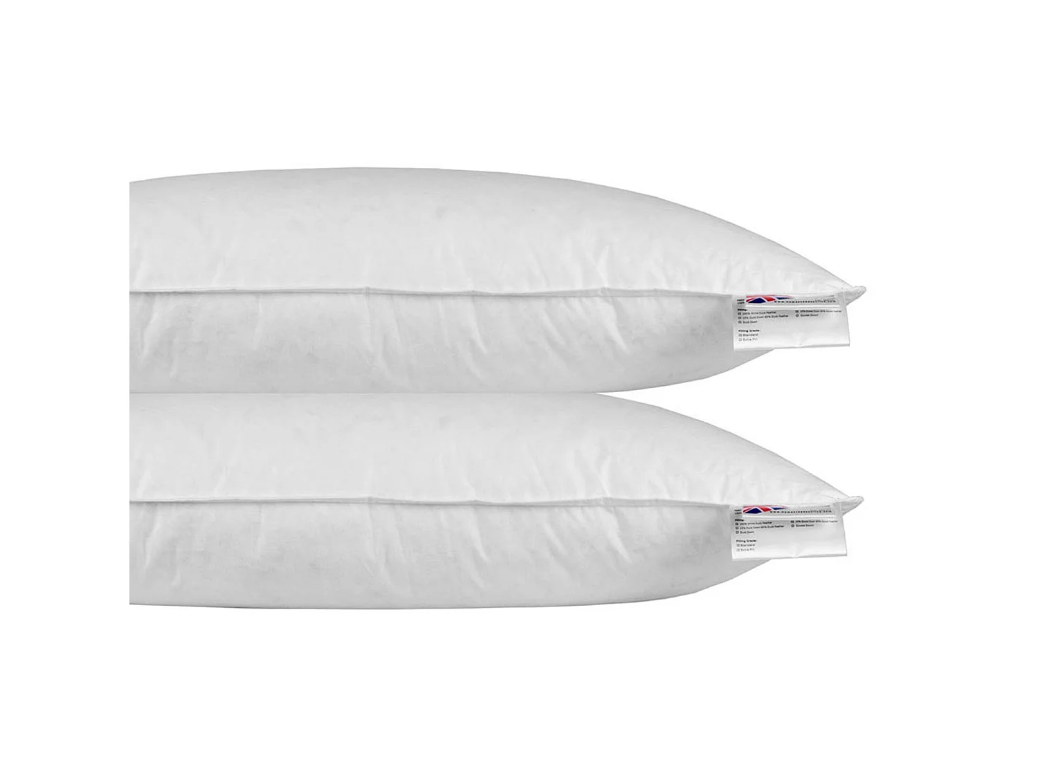 Homescapes Goose Feather & Down Euro Continental Pillow Pair - 40cm x 80cm (16"x32")