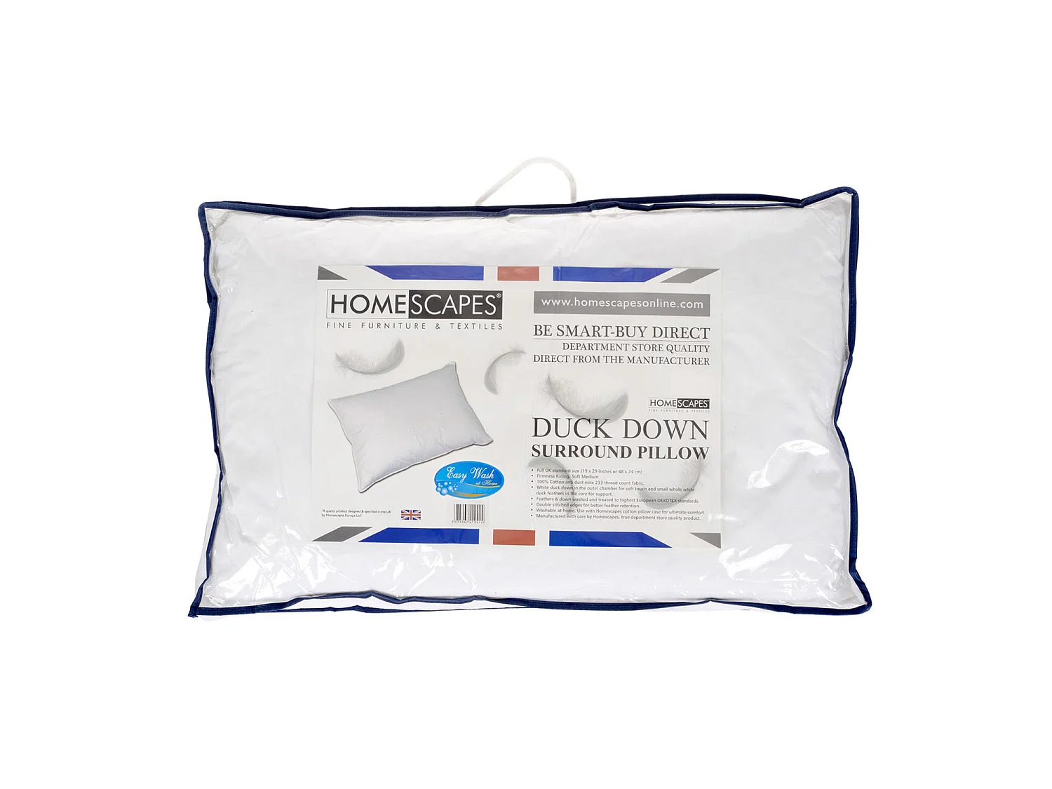 Homescapes White Duck Down Surround Pillow