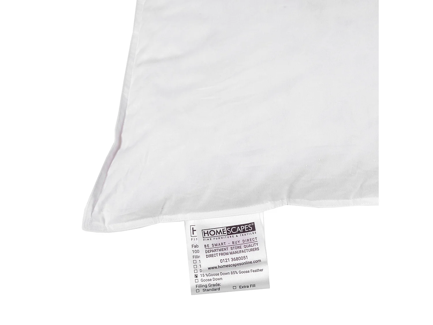 Homescapes Goose Feather and Down Euro Square Pillow 65 x 65 cm