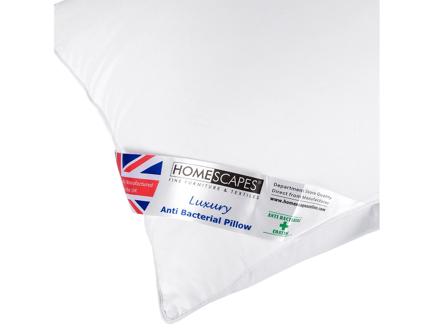 Homescapes Anti Bacterial Pillow Super Microfibre Extra Fill, 48 x 74 cm