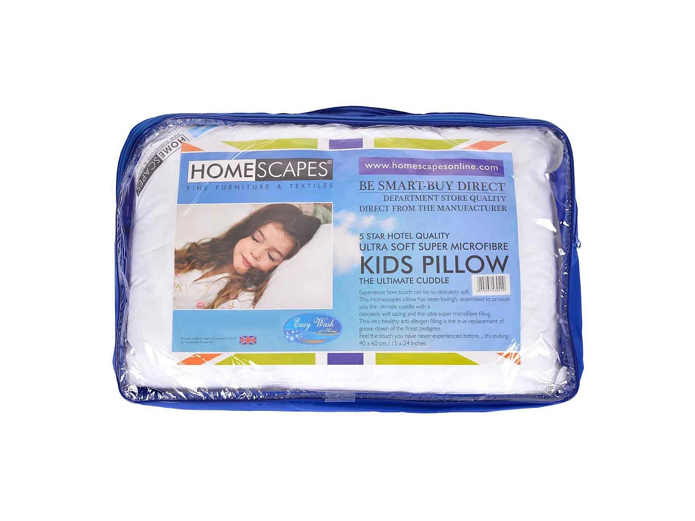 Homescapes Kids Super Microfibre 40 x 60 cm Toddler Pillow