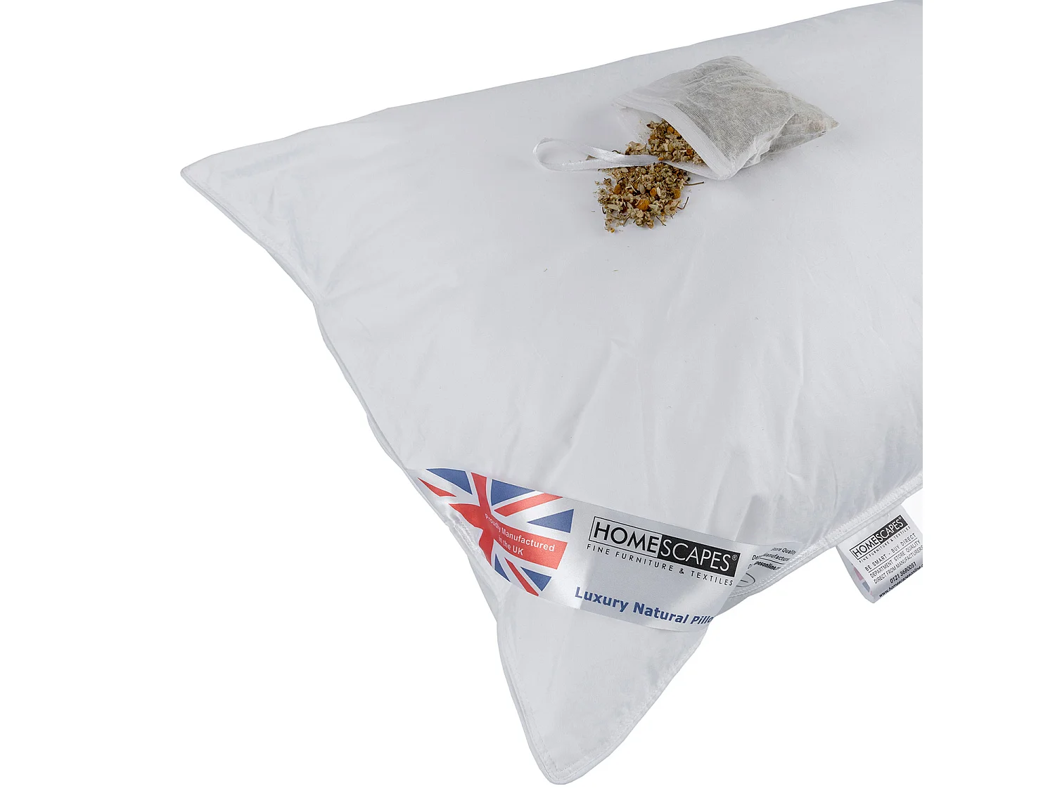 Homescapes Goose Feather & Down Camomile Pillow with Dried Camomile Insert