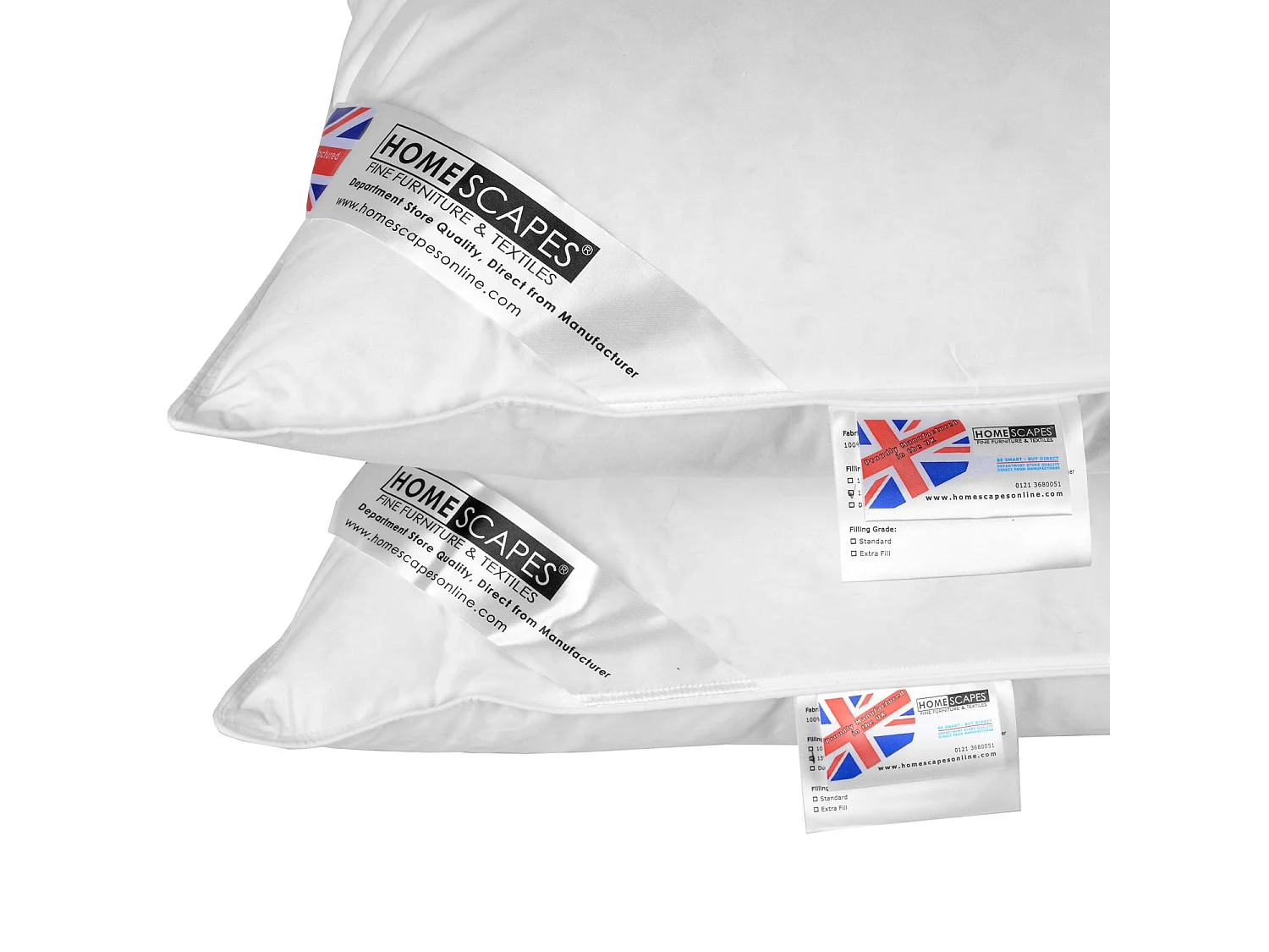 Homescapes White Duck Feather and Down Pillow Pair