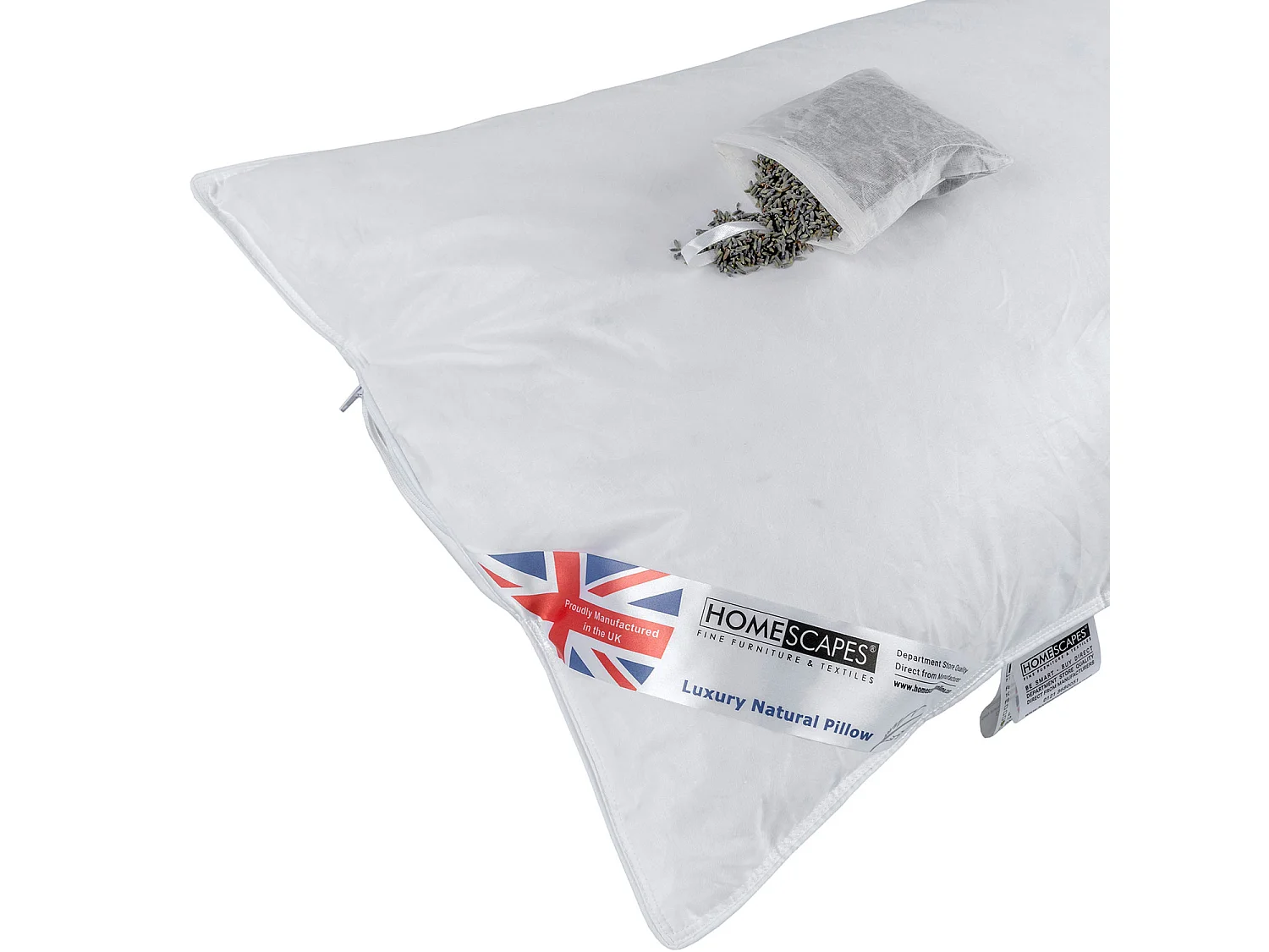 Homescapes Goose Feather & Down Lavender Pillow with Dried Lavender Insert