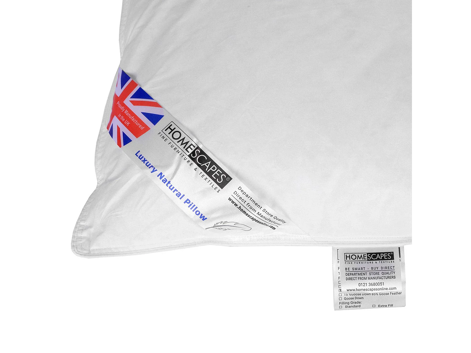 Homescapes White Duck Down Pillow