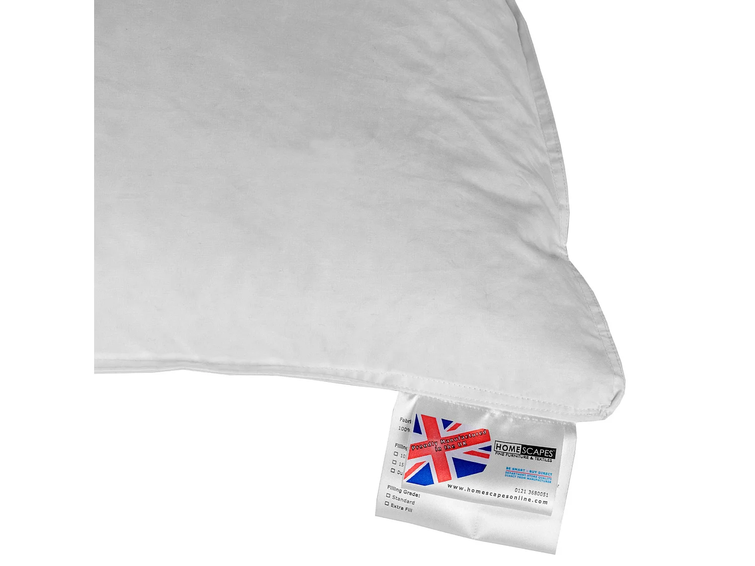 Homescapes Duck Feather & Down Euro Continental Pillow - 40cm x 80cm (16"x32")