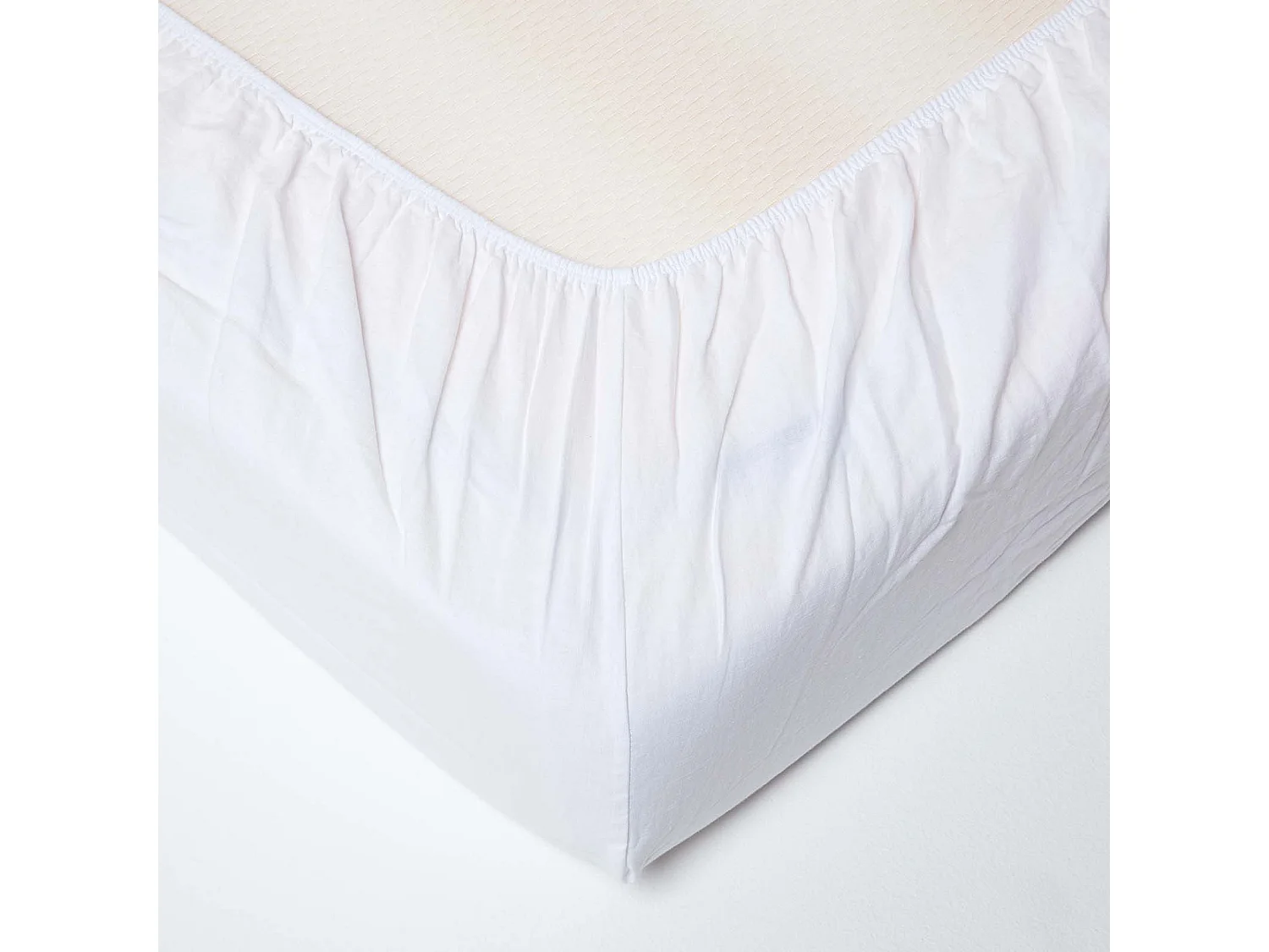 Drap-housse grand bonnet en lin lavé Blanc – 90 x 190 cm  - HOMESCAPES