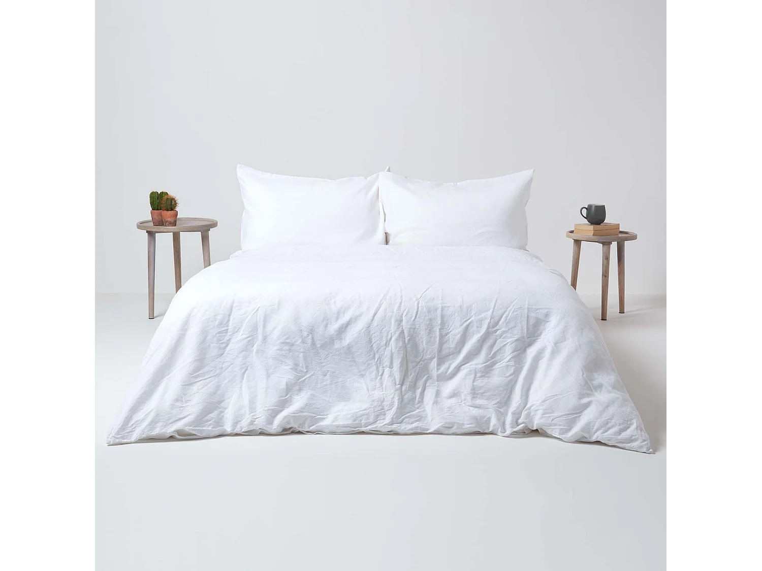Drap-housse grand bonnet en lin lavé Blanc – 90 x 190 cm  - HOMESCAPES