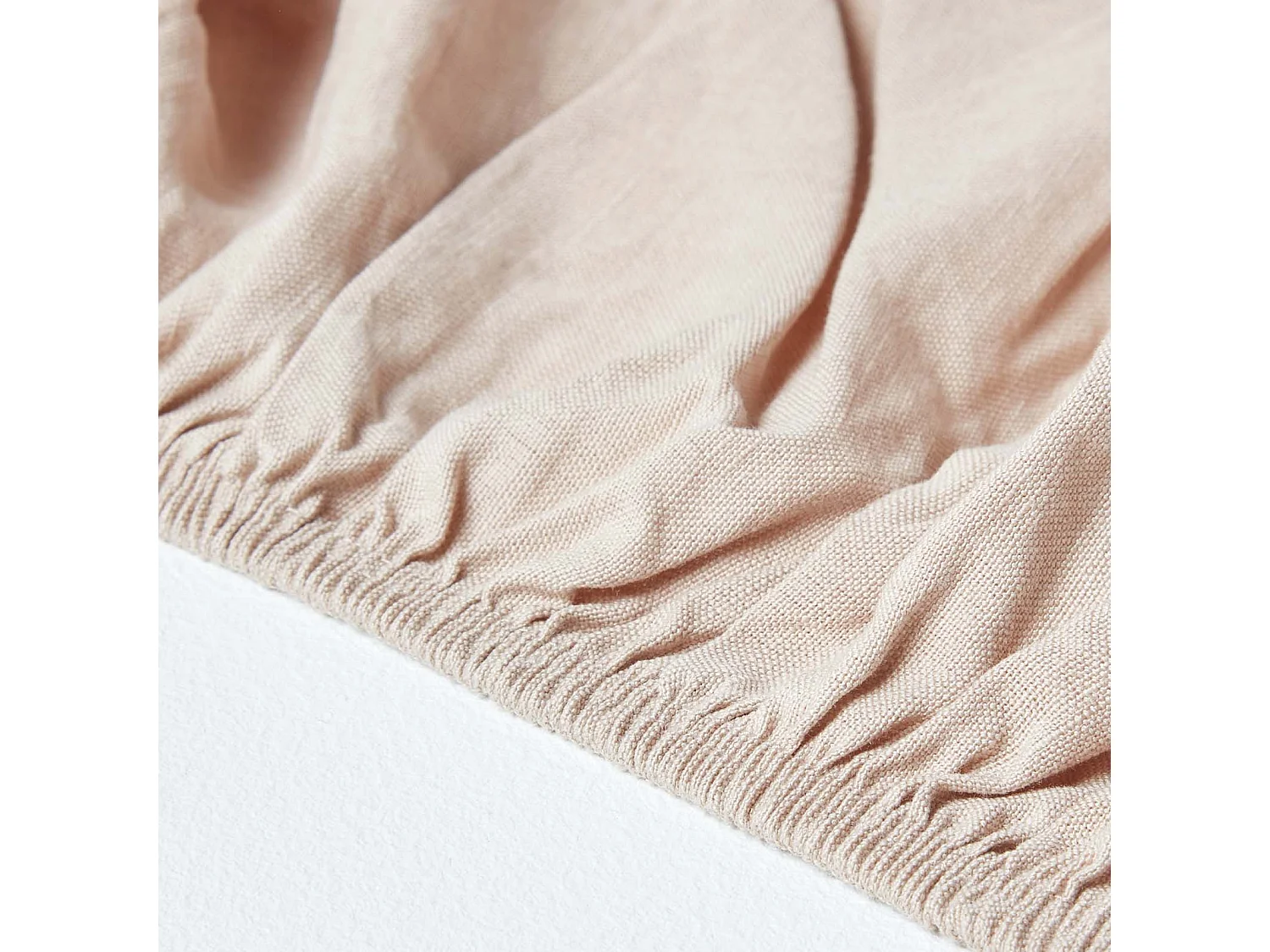 Drap-housse grand bonnet en lin lavé Beige – 150 x 200 cm - HOMESCAPES