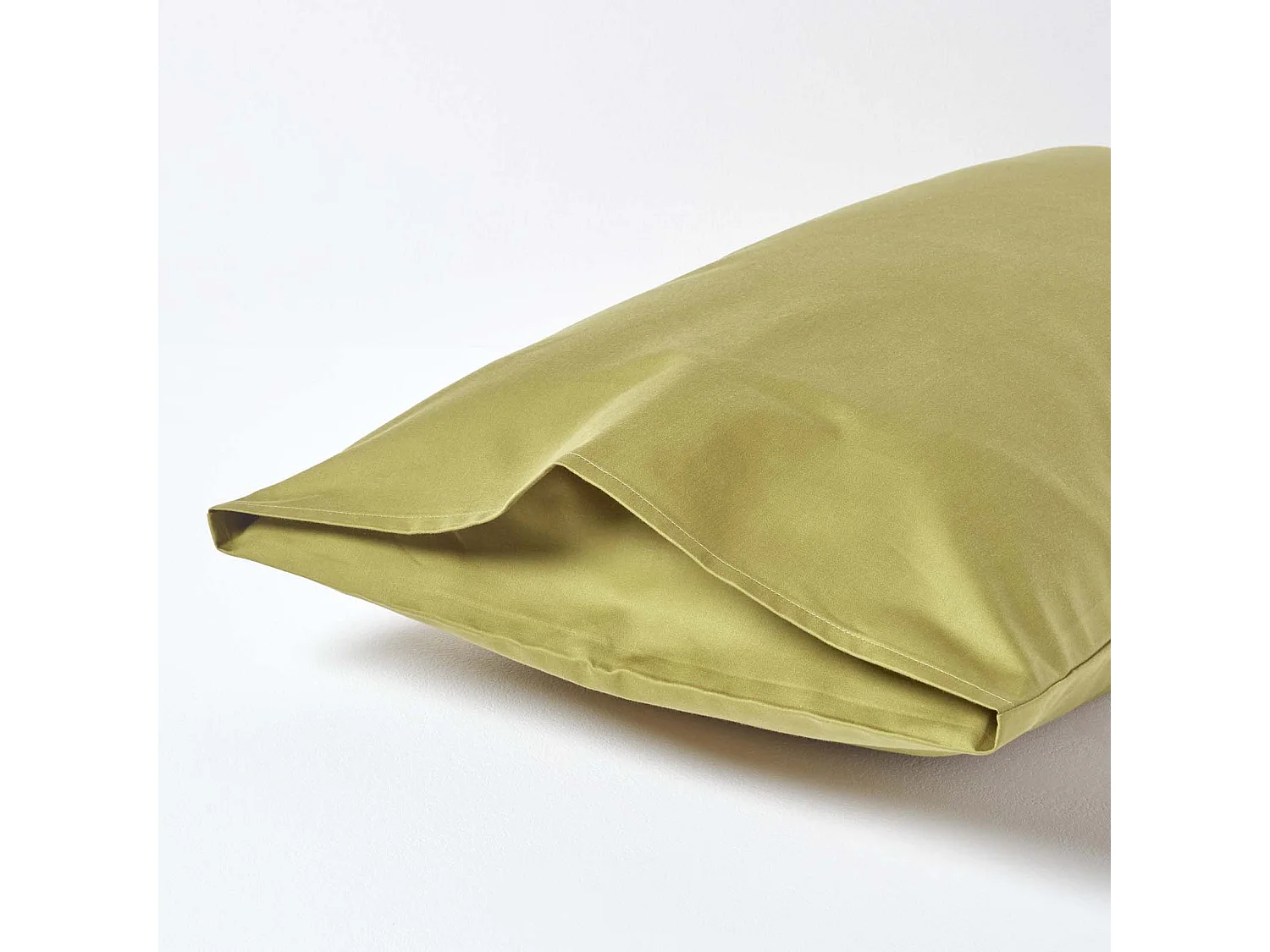 Homescapes Olive Green Cotton Housewife Pillowcase 1000 TC, Standard